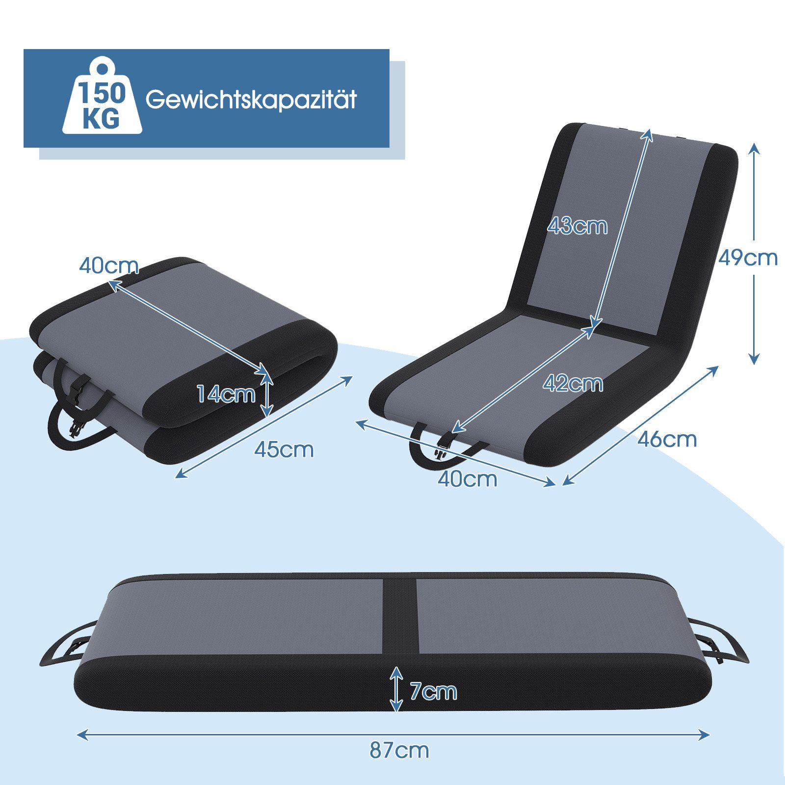 KOMFOTTEU Relaxsessel, Bodenstuhl Stadionstuhl klappbar, mit verstellbarer günstig online kaufen