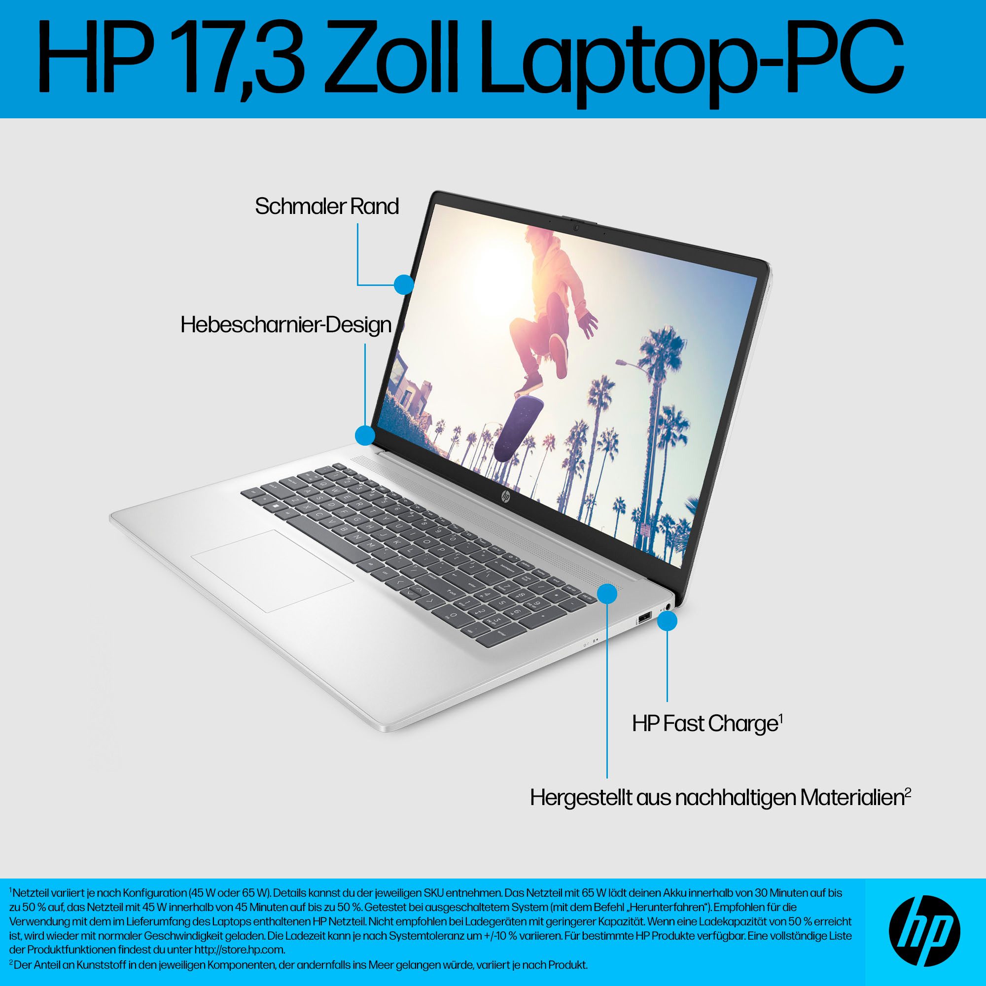 HP 17-cn3264ng Notebook (43,9 cm/17,3 Zoll, Intel Core i5 1334U, Iris Xe Graphics, 512 GB SSD)