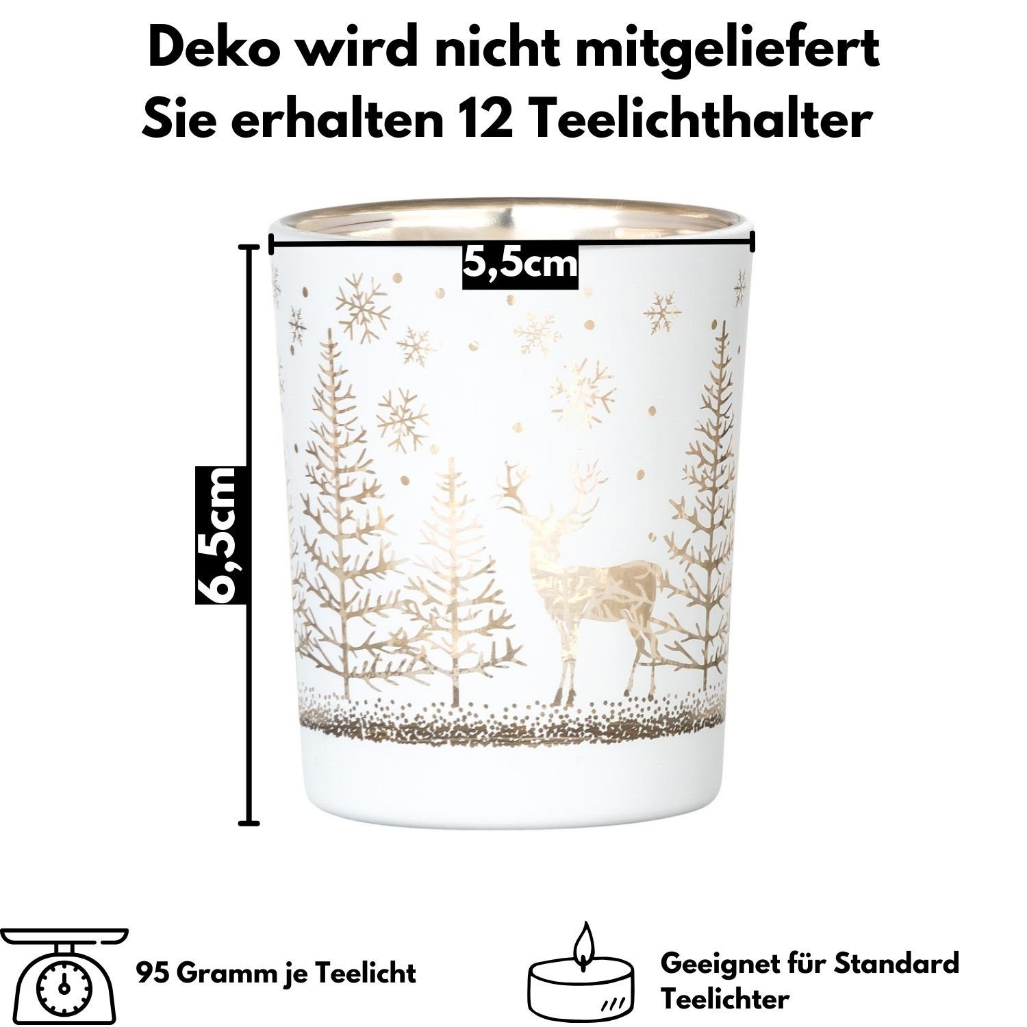 Kamelio Teelichthalter 12er Set Teelichtgläser weiß günstig online kaufen