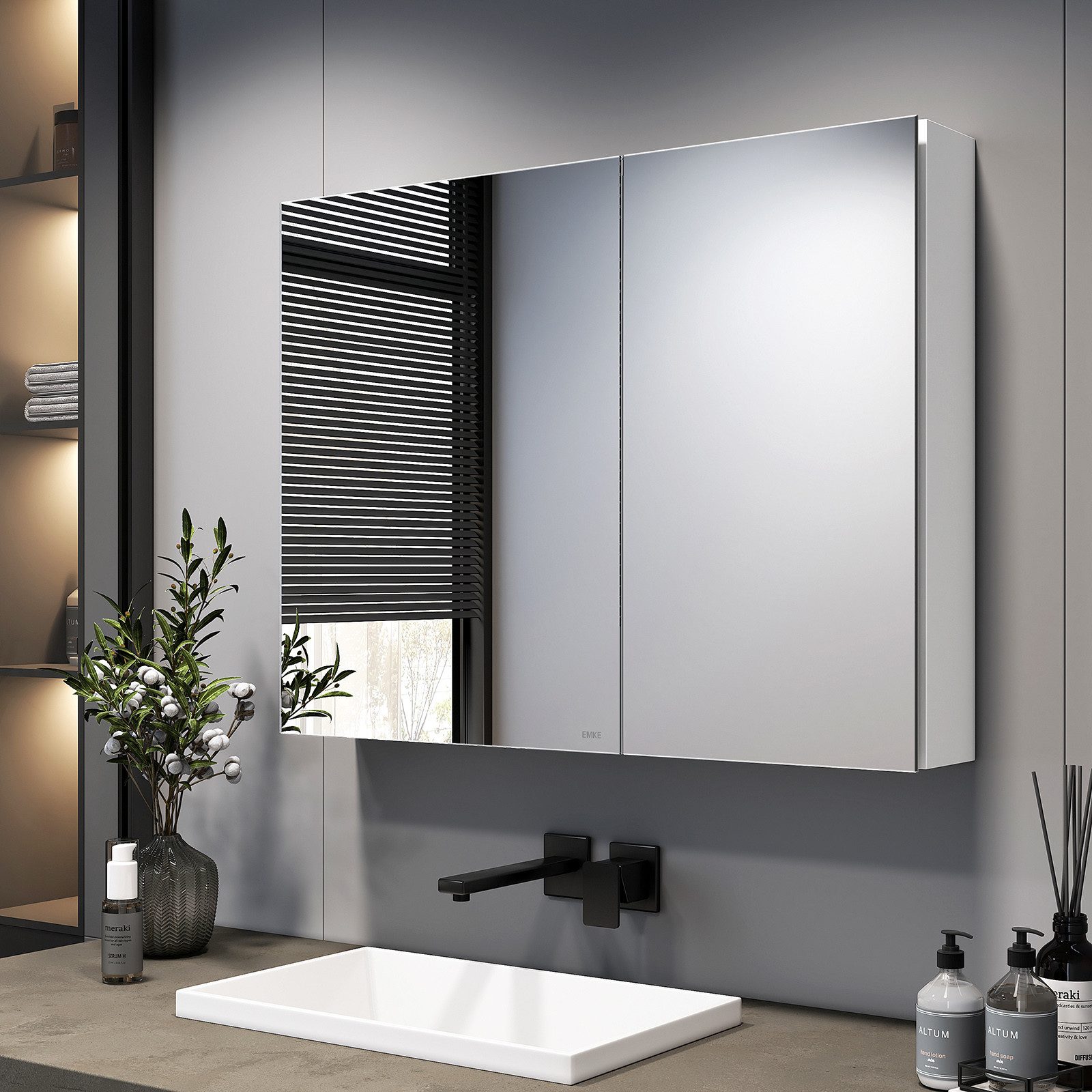EMKE Spiegelschrank 75×65 /85×65cm 2-türig Badspiegelschrank günstig online kaufen