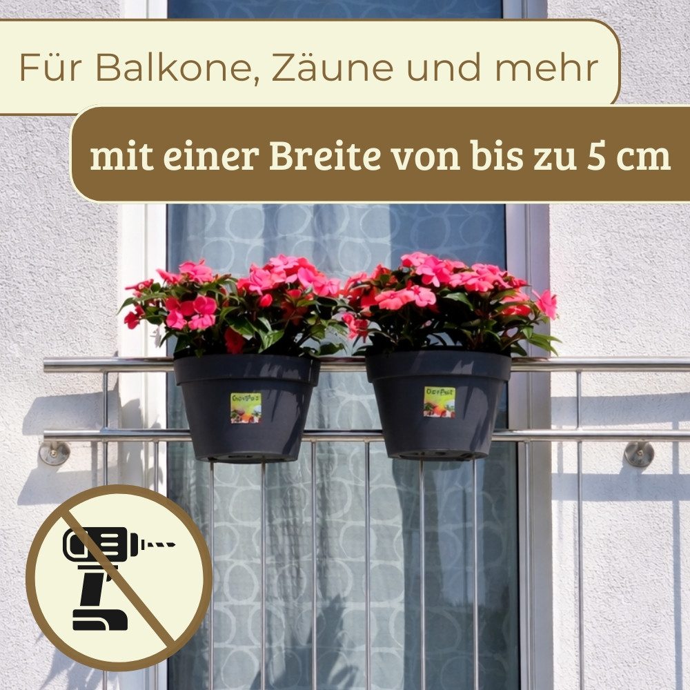GarPet Balkonkasten 4er Set Geländertopf Balkon Wasserspeicher Blumentopf Zaun Balkontopf – Bild 4 von 5