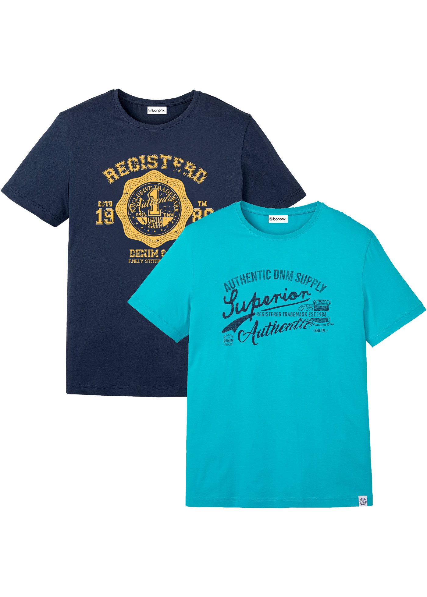 bonprix T-Shirt (Packung, 2-tlg) regular fit, Kurzarm, coole Frontprints günstig online kaufen