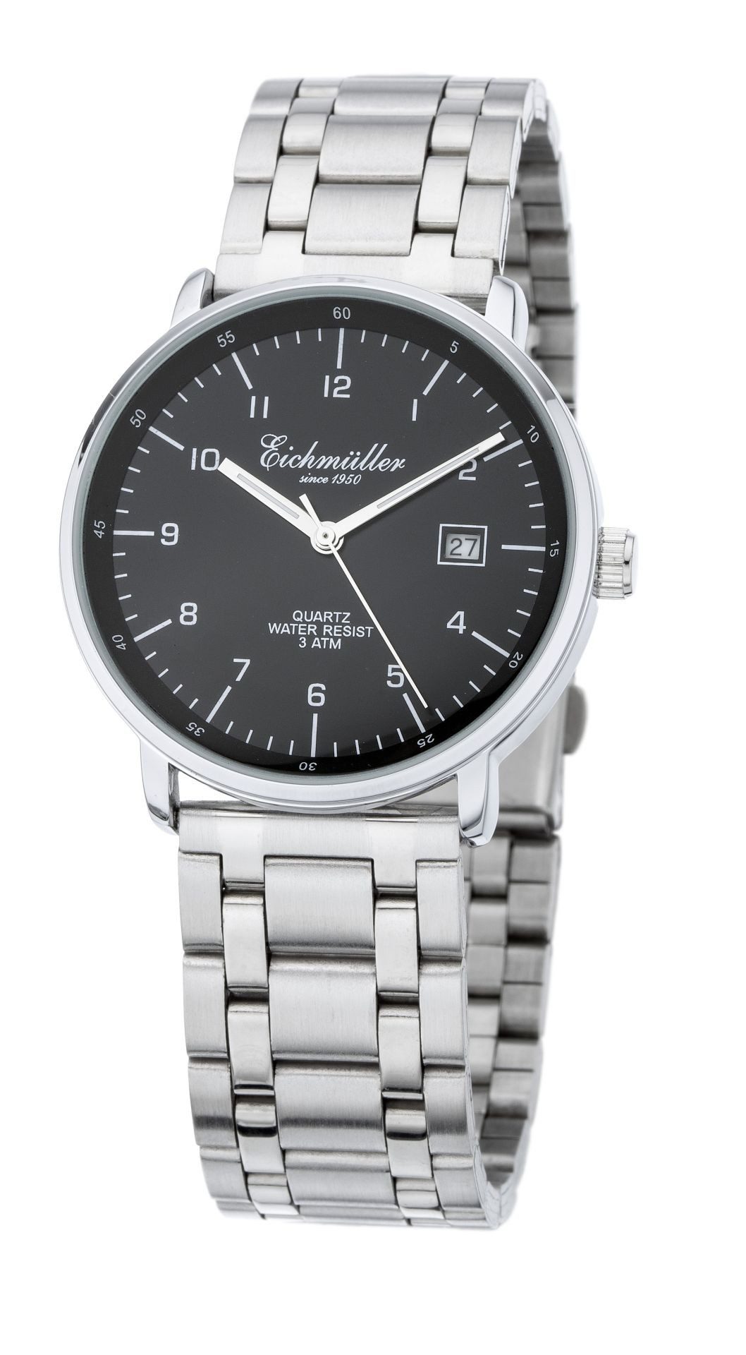 Eichmüller Quarzuhr Herrenuhr Schwarz Metallband 38 mm 7027-04