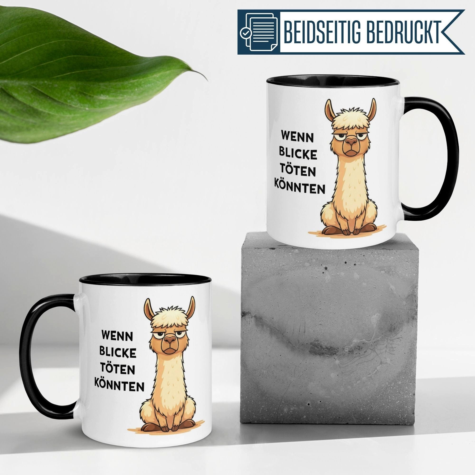 Momentals Tasse Lama – Wenn Blicke töten könnten – lustiger Lama Geschenk Becher, Gratis Versand · Links-&Rechtshänder · Spülmaschinenfest