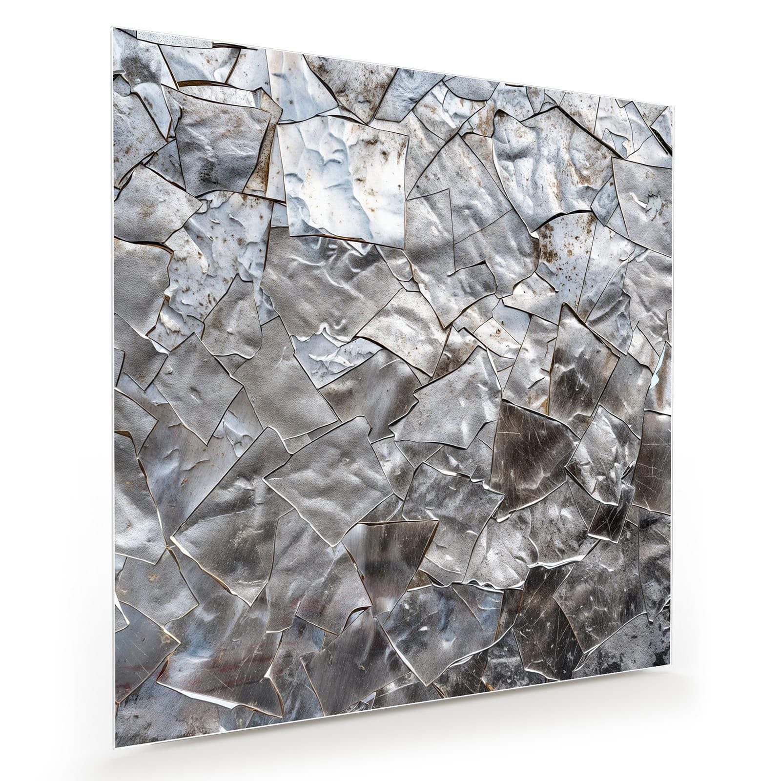 Primedeco Glasbild Wandbild Quadratisch Metallisches Mosaik mit Aufhängung, Muster (21 verschiedene Größen, 1 St), Elegante Aufhängung
