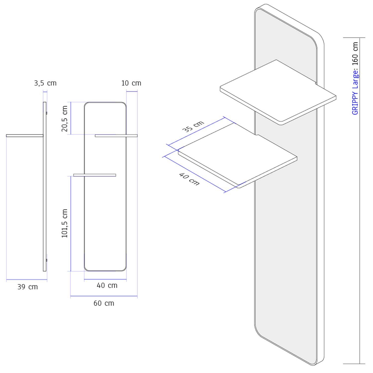 Stylecats Kratzbaum Kratzwand Grippy anthrazit Large 2 Liegeflächen