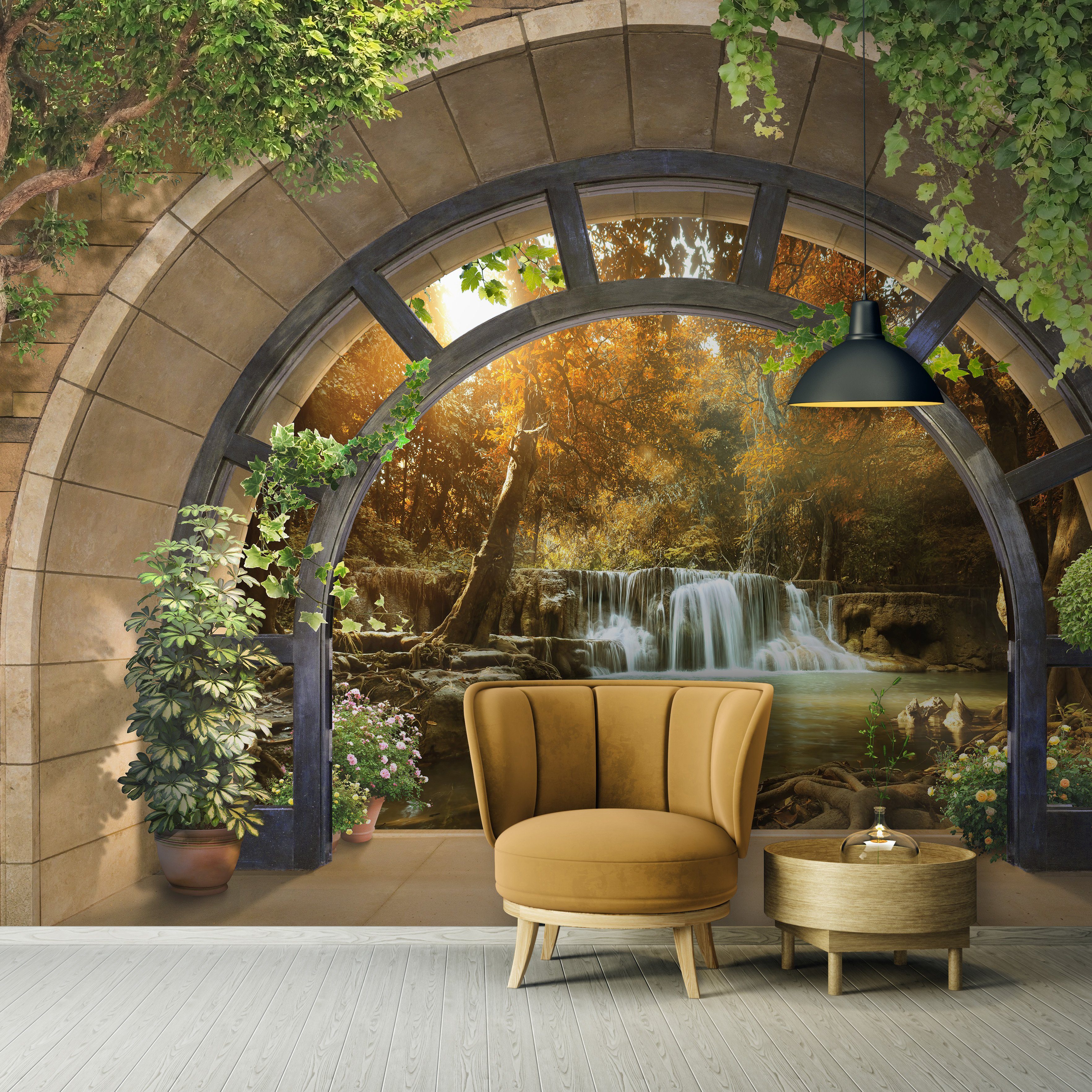 Wallarena Fototapete Glatt, Wandtapete Tapete für Vlies Wohnzimmer Landschaft EFFEKT Kleister Vliestapete Wald inklusive Motivtapete, Fenster Vliestapete oder Wasserfall 3D Schlafzimmer 3D-Optik, Natur