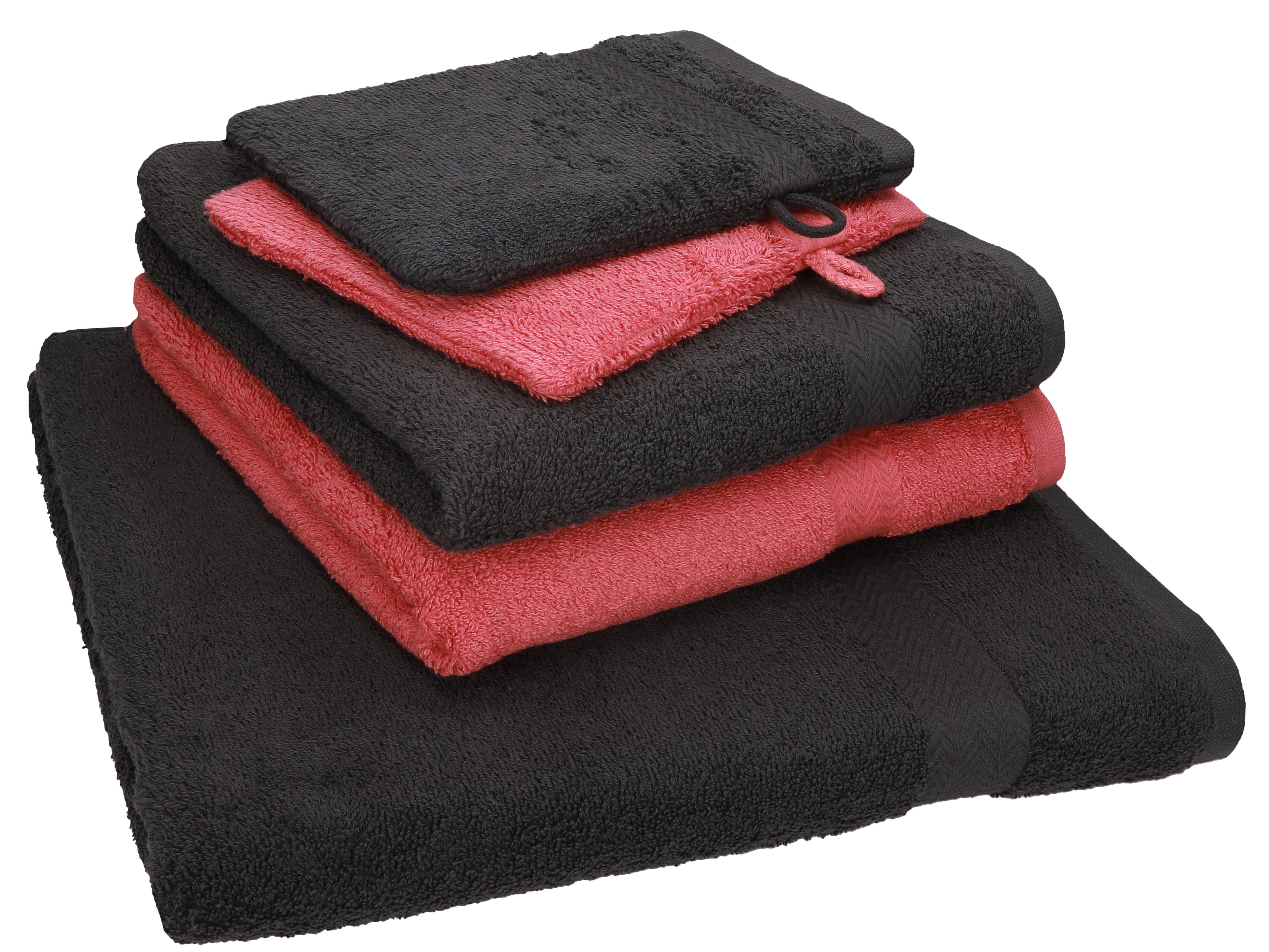 2 Handtuch und Handtücher 100% 2 Baumwolle Set Duschtuch Handtuch 1 himbeere Betz grau 5 Set SINGLE graphit TLG. Waschhandschuhe, 100% PACK Baumwolle