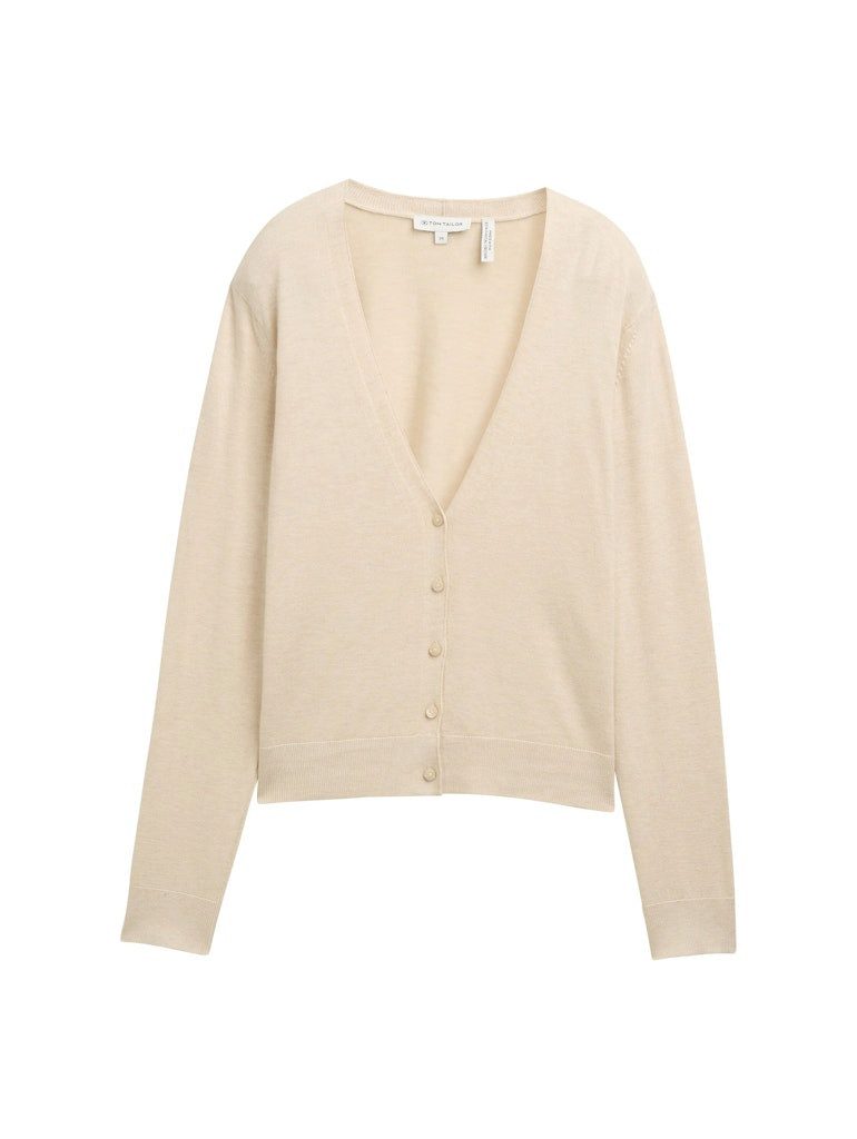 TOM TAILOR Strickweste knit v-neck cardigan summer beige melange günstig online kaufen