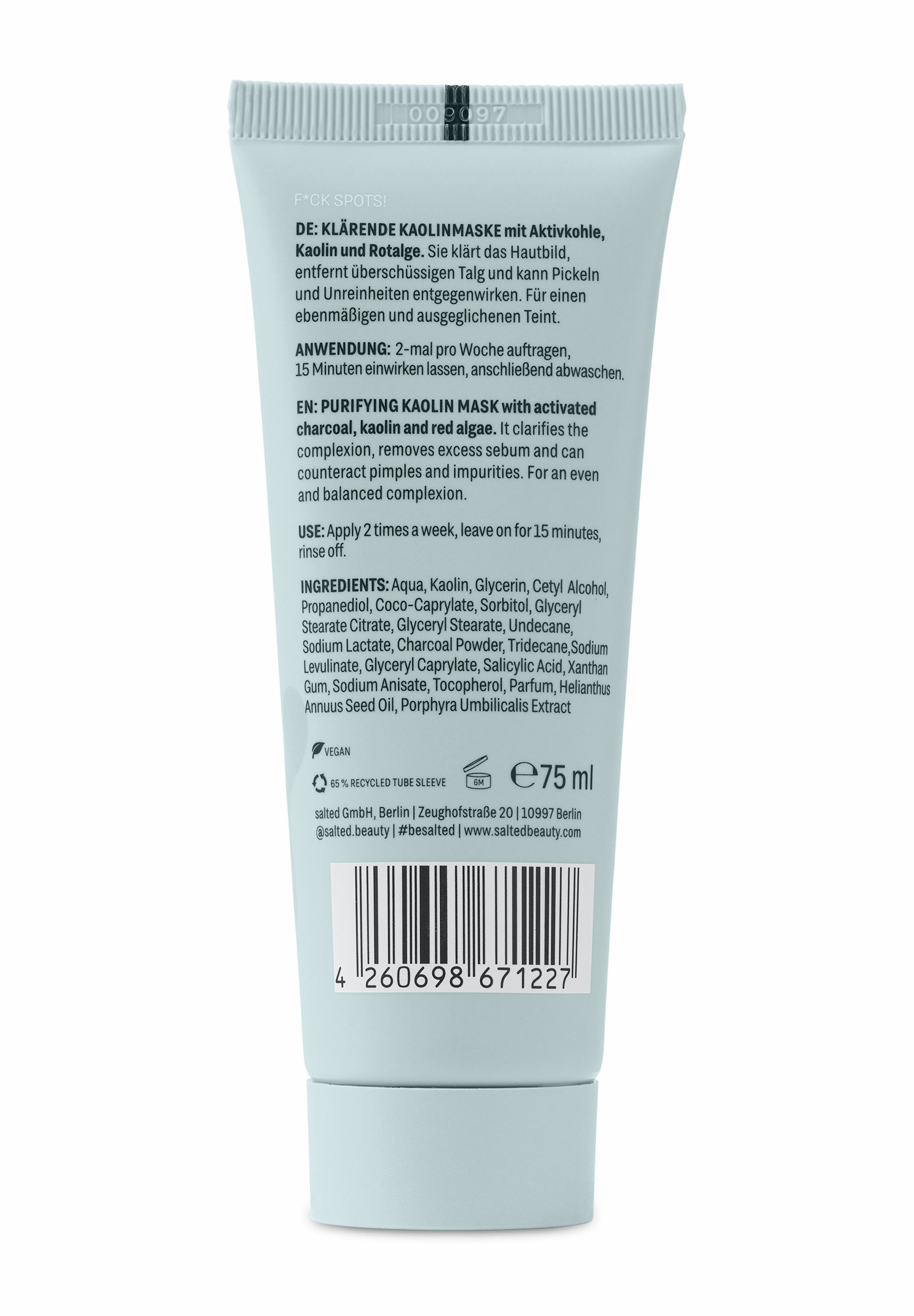 salted. Gesichtsmaske Klärende Kaolinmaske, mit Duft