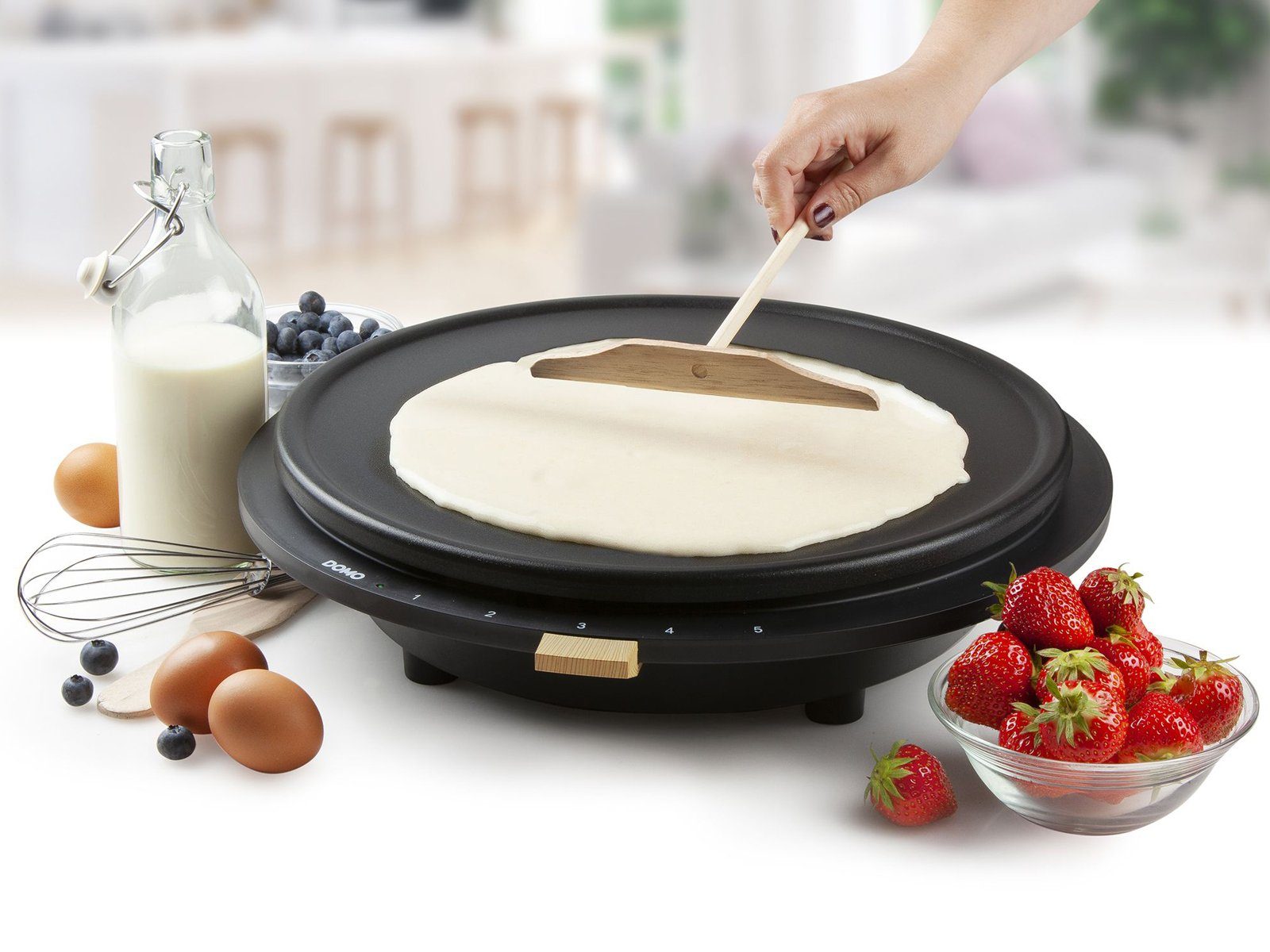 Crêpesmaker, Pfannkuchen Pancake Ø cm, 38 süße groß, 5 Domo 1 W, machen 1500 Creperie selber Crepes-Eisen