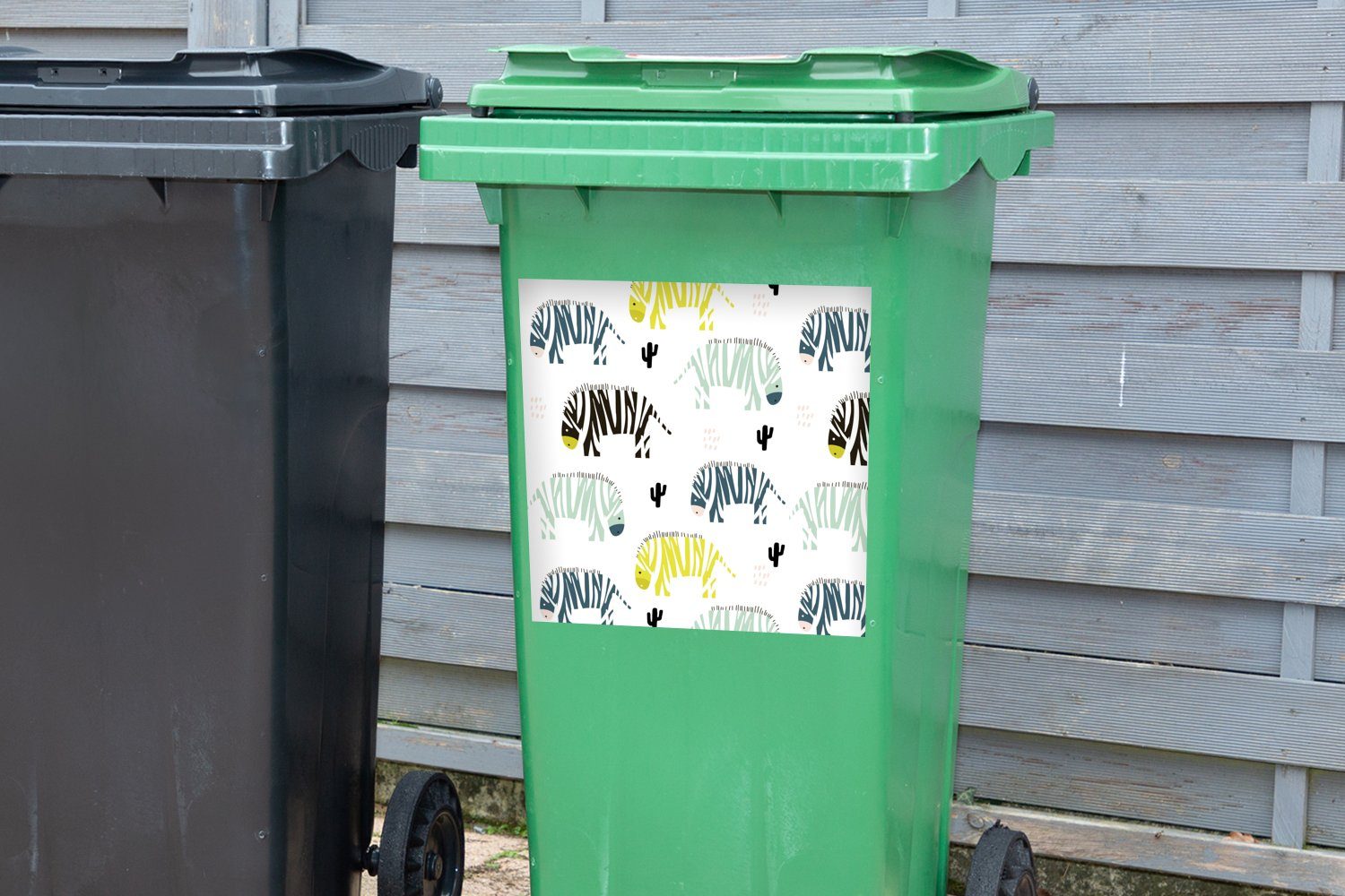 - - St), Mülleimer-aufkleber, (1 Kaktus Weiß MuchoWow Mülltonne, Abfalbehälter Sticker, Wandsticker Zebra Container,