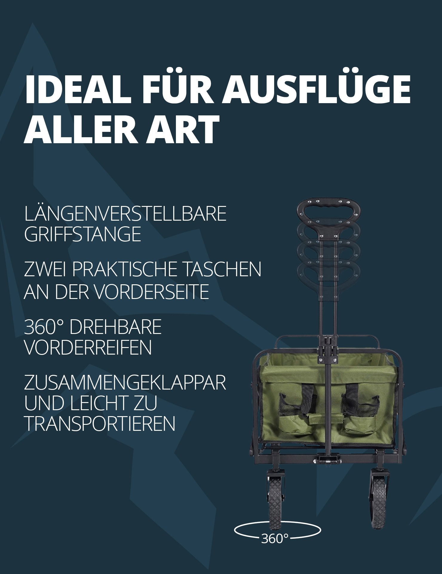 KIRKJUBOUR Bollerwagen "Edda" faltbarer Bollerwagen