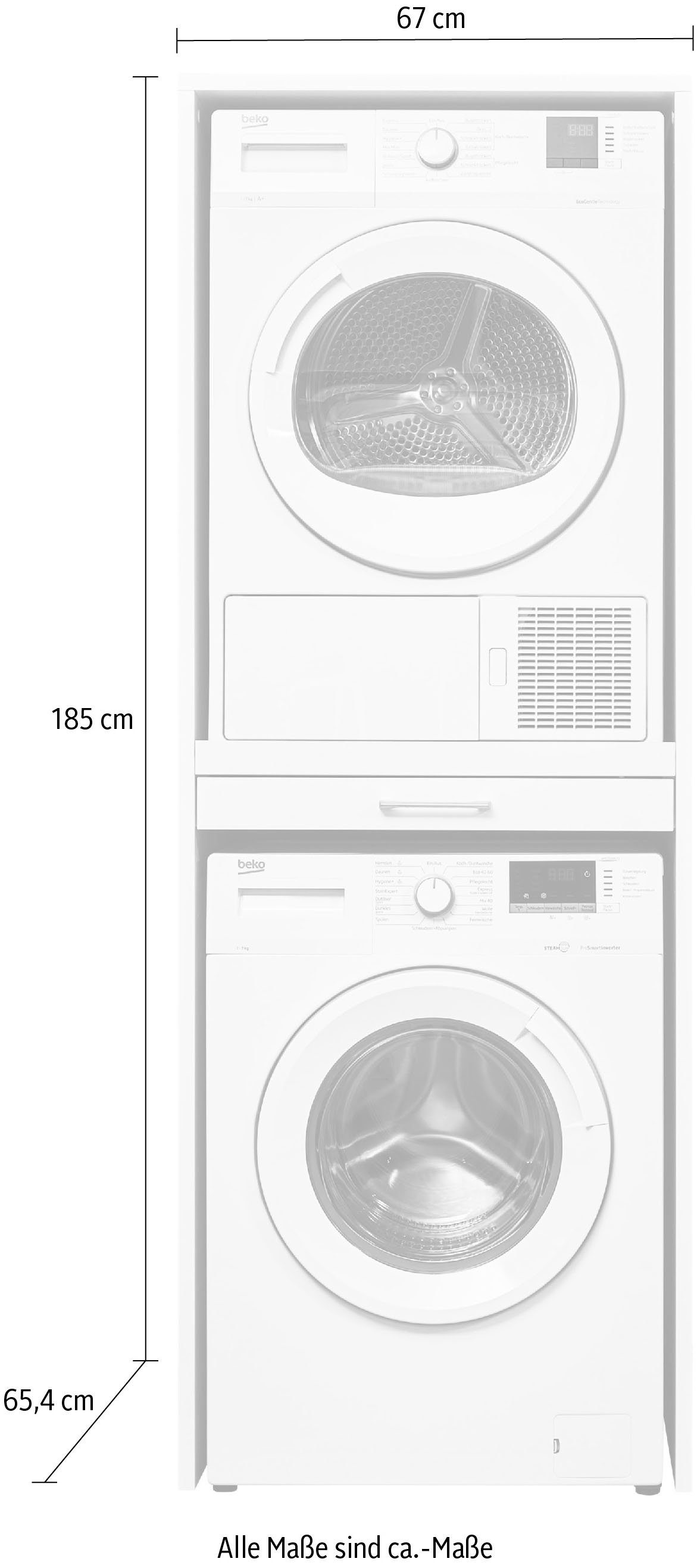 Washtower weiß | weiß Waschmaschinenumbauschrank WASHTOWER