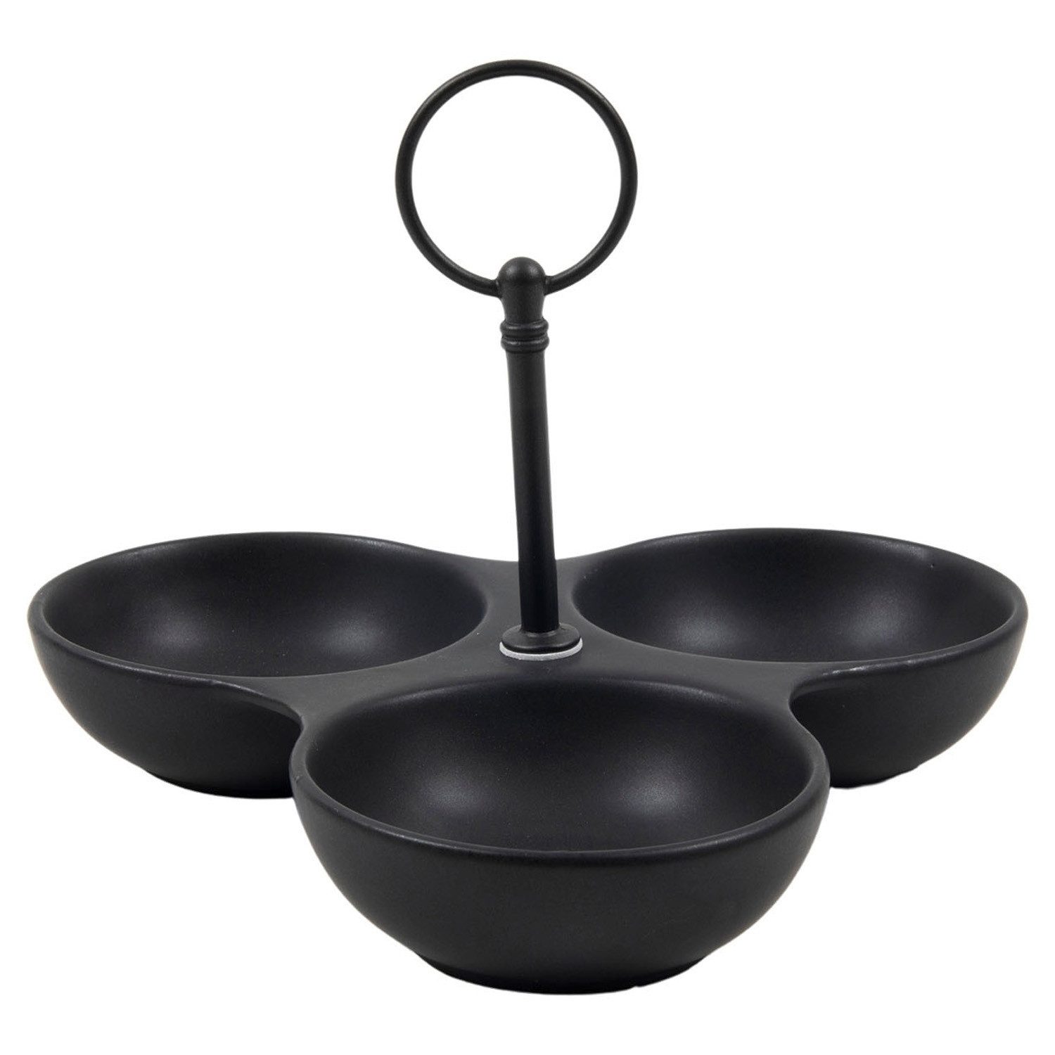 HIT Trading Servierschale LACEY, Ø 20 cm, Schwarz, mit Griff, Keramik