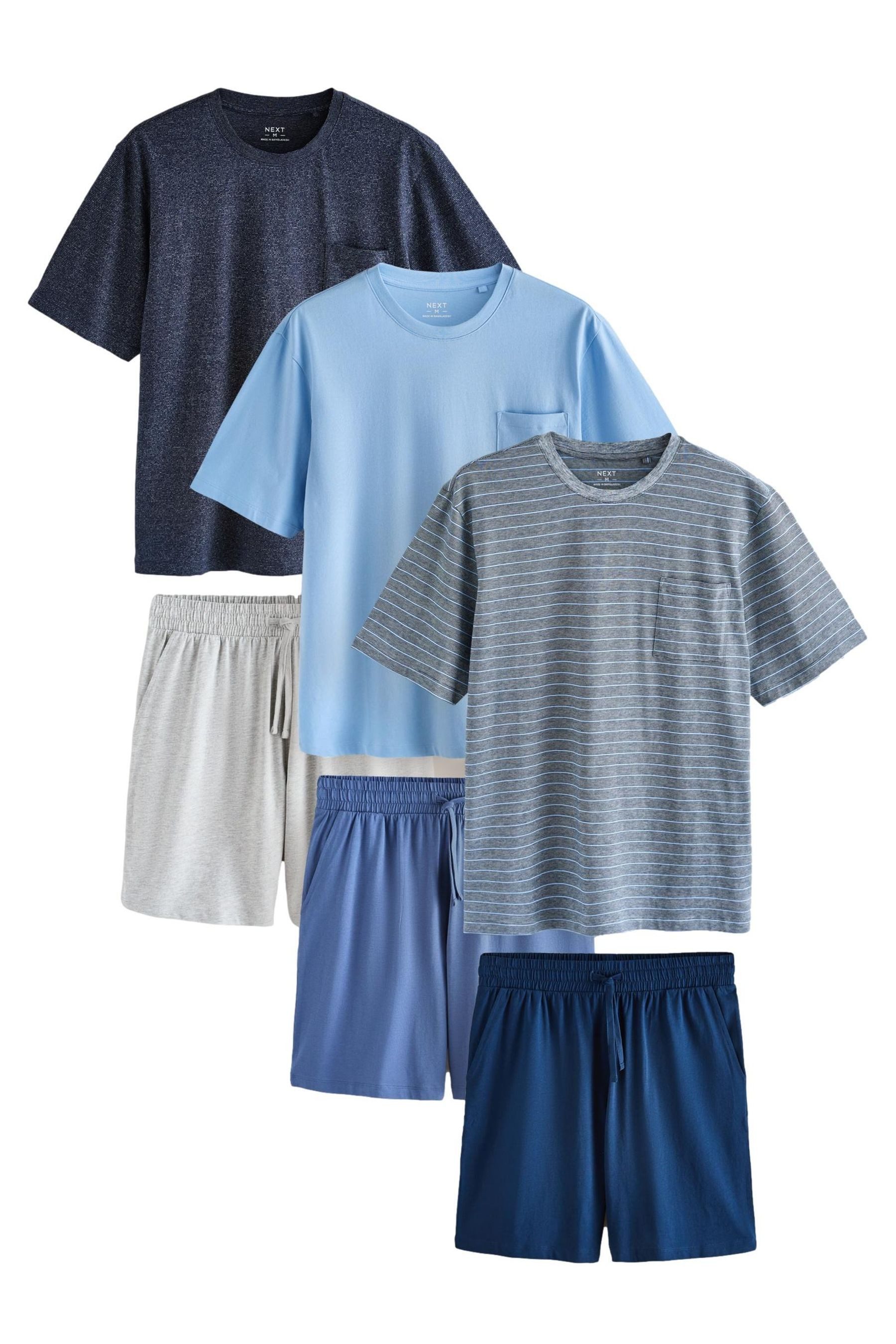 Pyjama Jersey-Schlafanzug mit Streifen, 3er-Pack