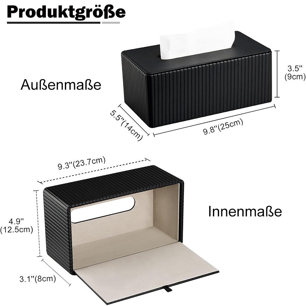 AFKSMILE Papiertuchbox Kosmetiktücherbox Taschentuchbox aus PU Leder Modern Tissue Box, Rechteckige Tissue Box Tücherbox für Wohnzimmer, Badezimmer & Büro – Bild 2 von 5