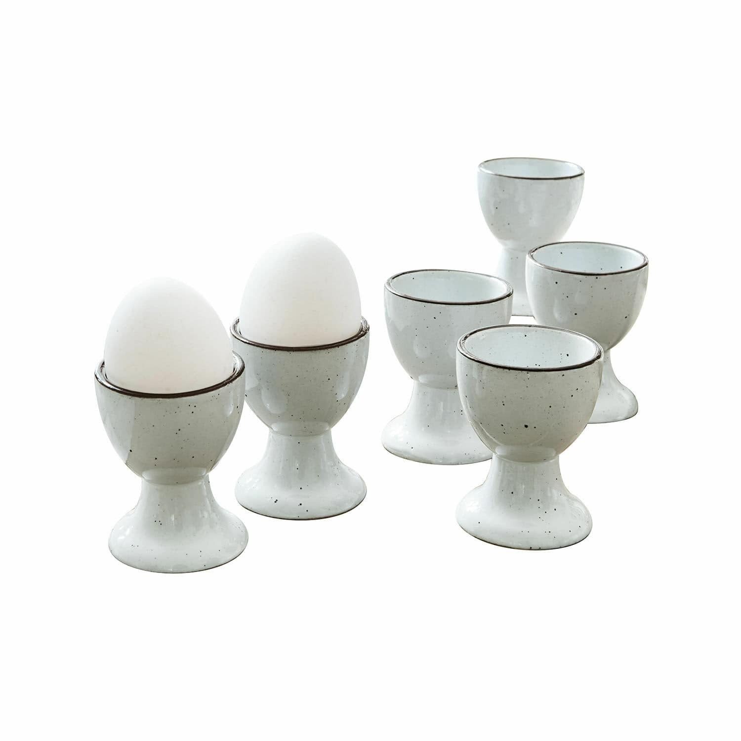 Mirabeau Geschirr-Set Eierbecher 6er Set Biarré weiß, Steinzeug, none