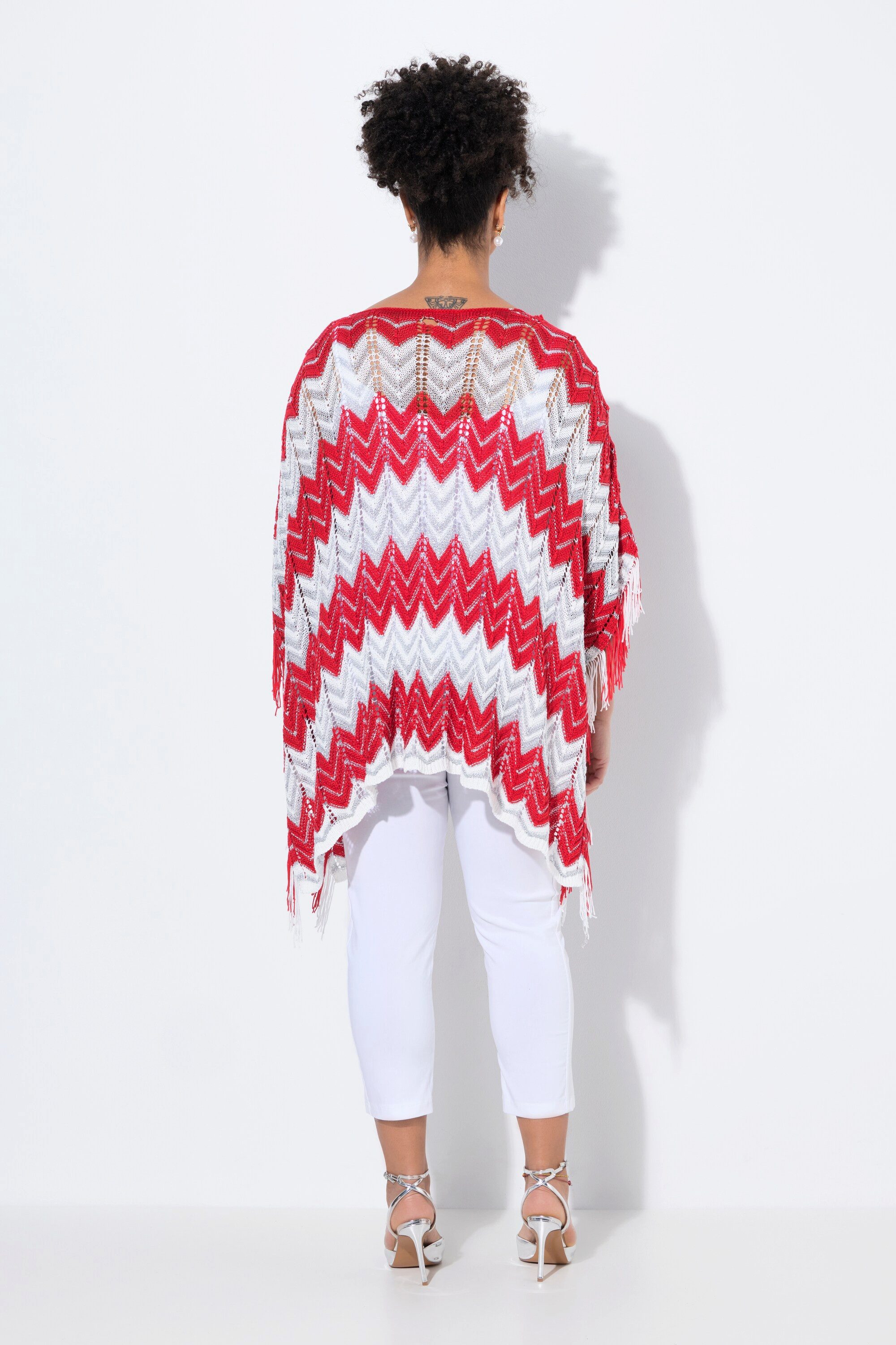 MIAMODA Pullunder Poncho oversized Zackenstrick mit Glitzer