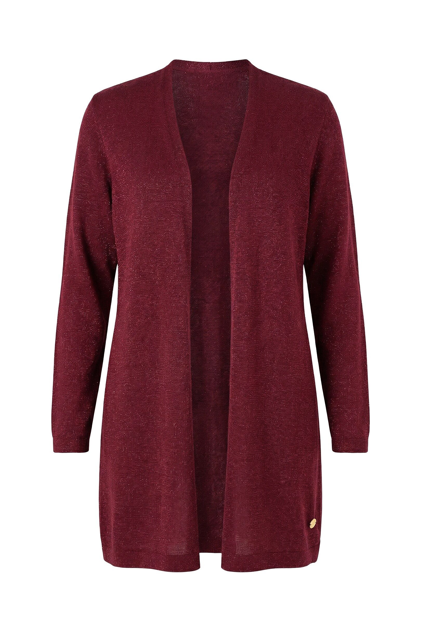 Ulla Popken Strickjacke Long-Strickjacke Glitzereffekt Stehkragen Langarm