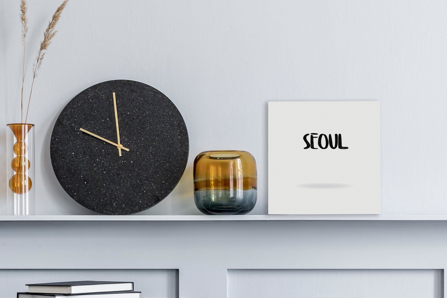 OneMillionCanvasses® Leinwandbild für Seoul Schwarz-weiße (1 Schlafzimmer in Bilder St), von Illustration Leinwand Wohnzimmer Buchstaben