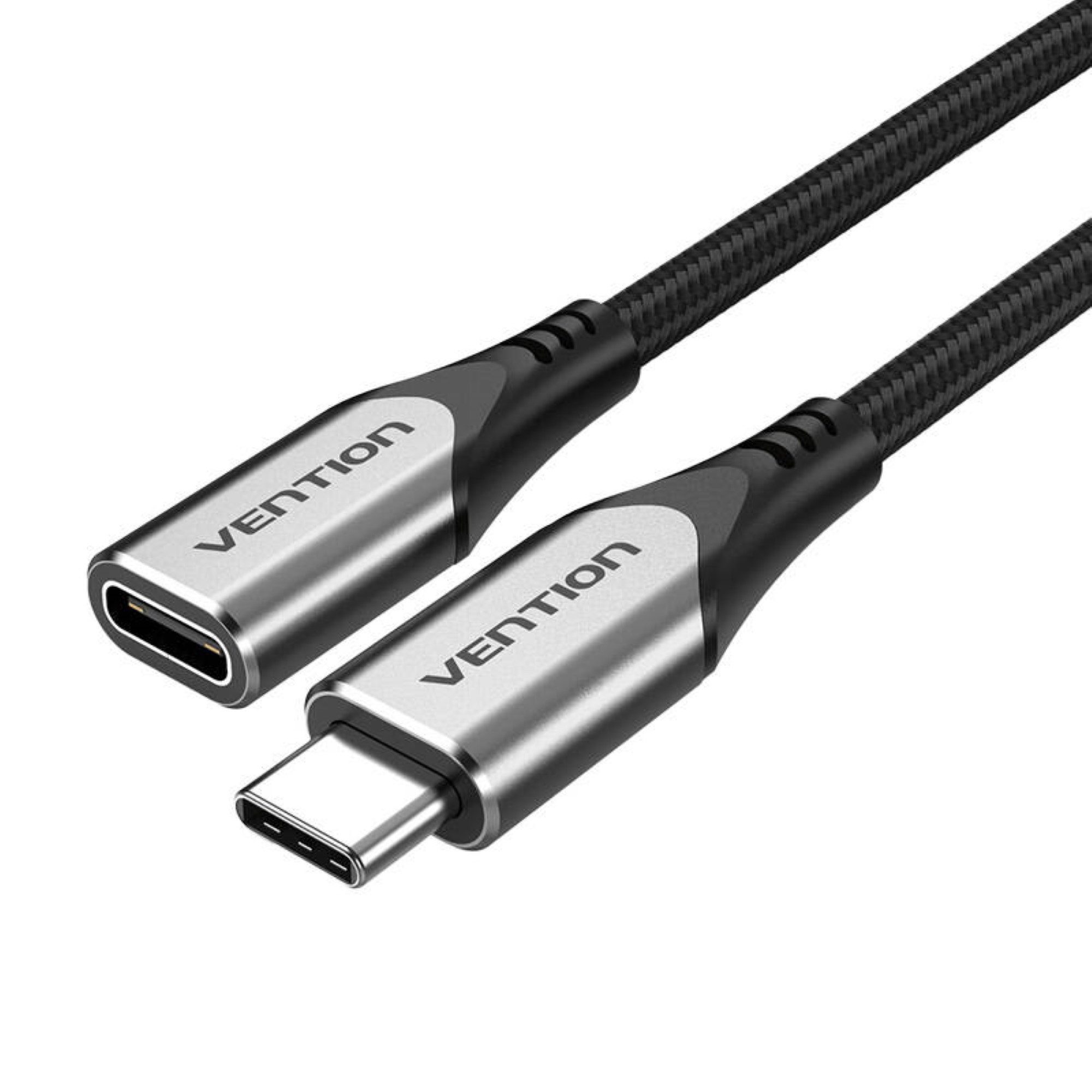 1m USB-C Stecker auf USB-C Buchse USB 3.1 60W Grau Verlängerungskabel