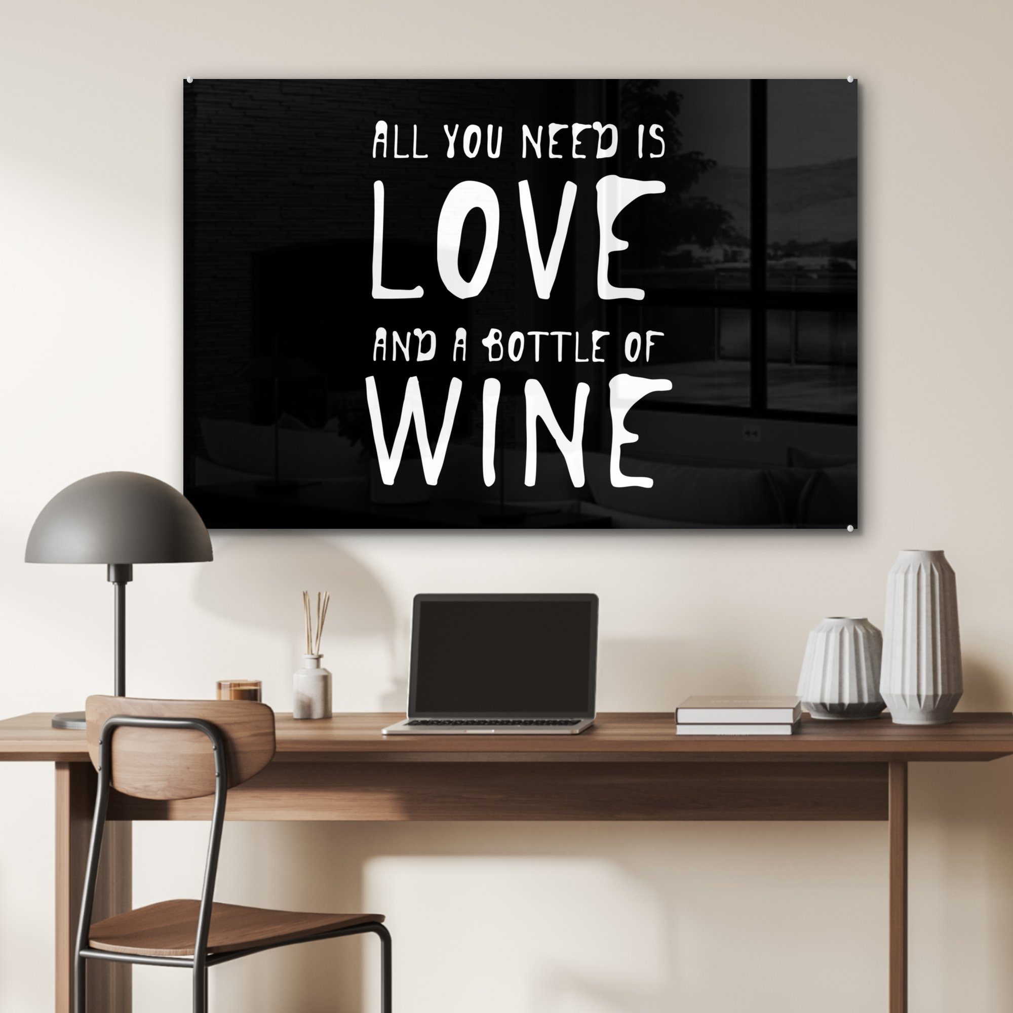 & "All Acrylglasbilder need Acrylglasbild auf MuchoWow a love is wine" of St), and Schlafzimmer bottle Zitat (1 you schwarzem, Wohnzimmer