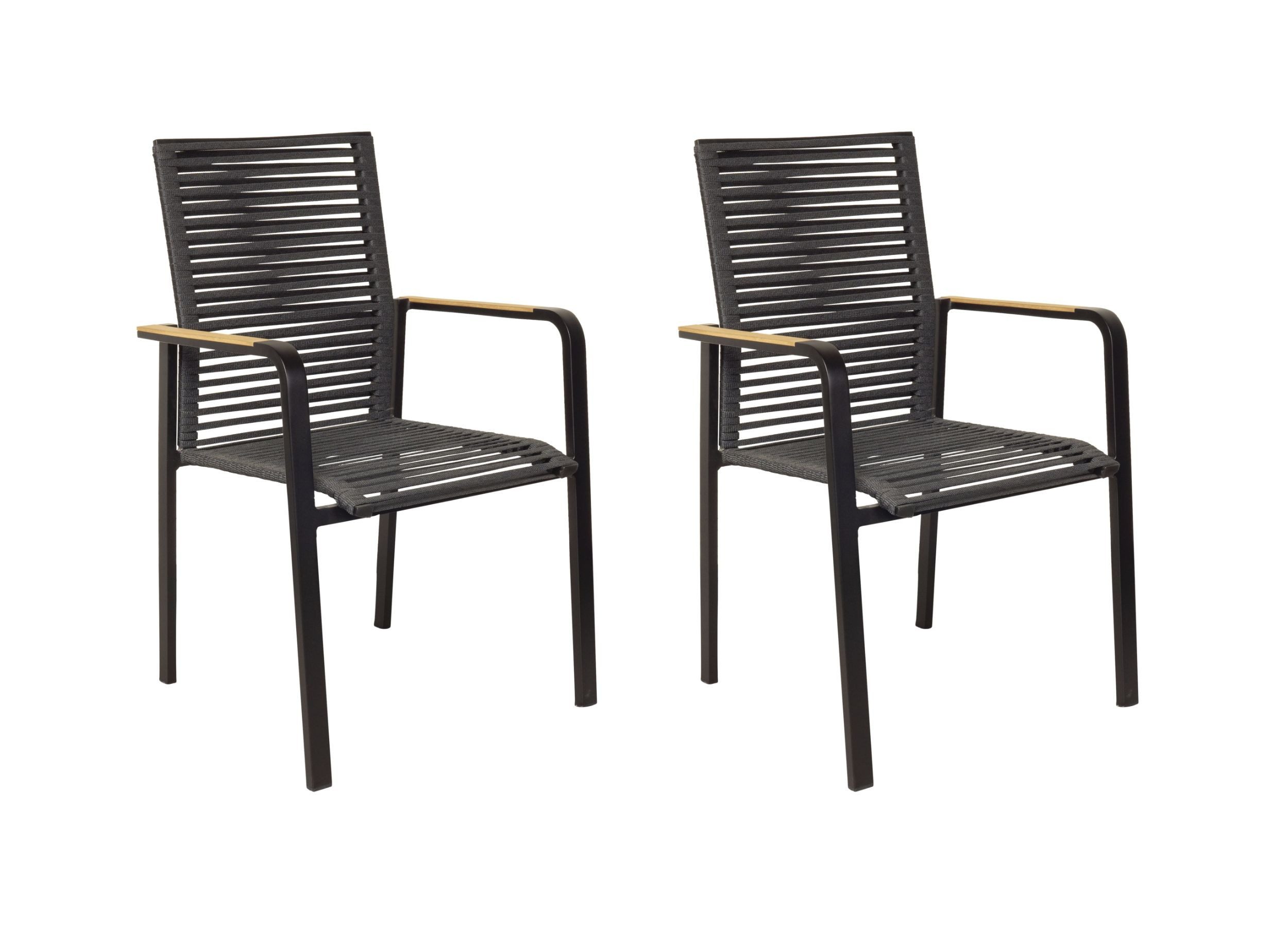 LC Garden Rattanstuhl LC Garden »Toronto« Stapelstuhl Rope schwarz Rope-Geflecht stapelbar (2 St)