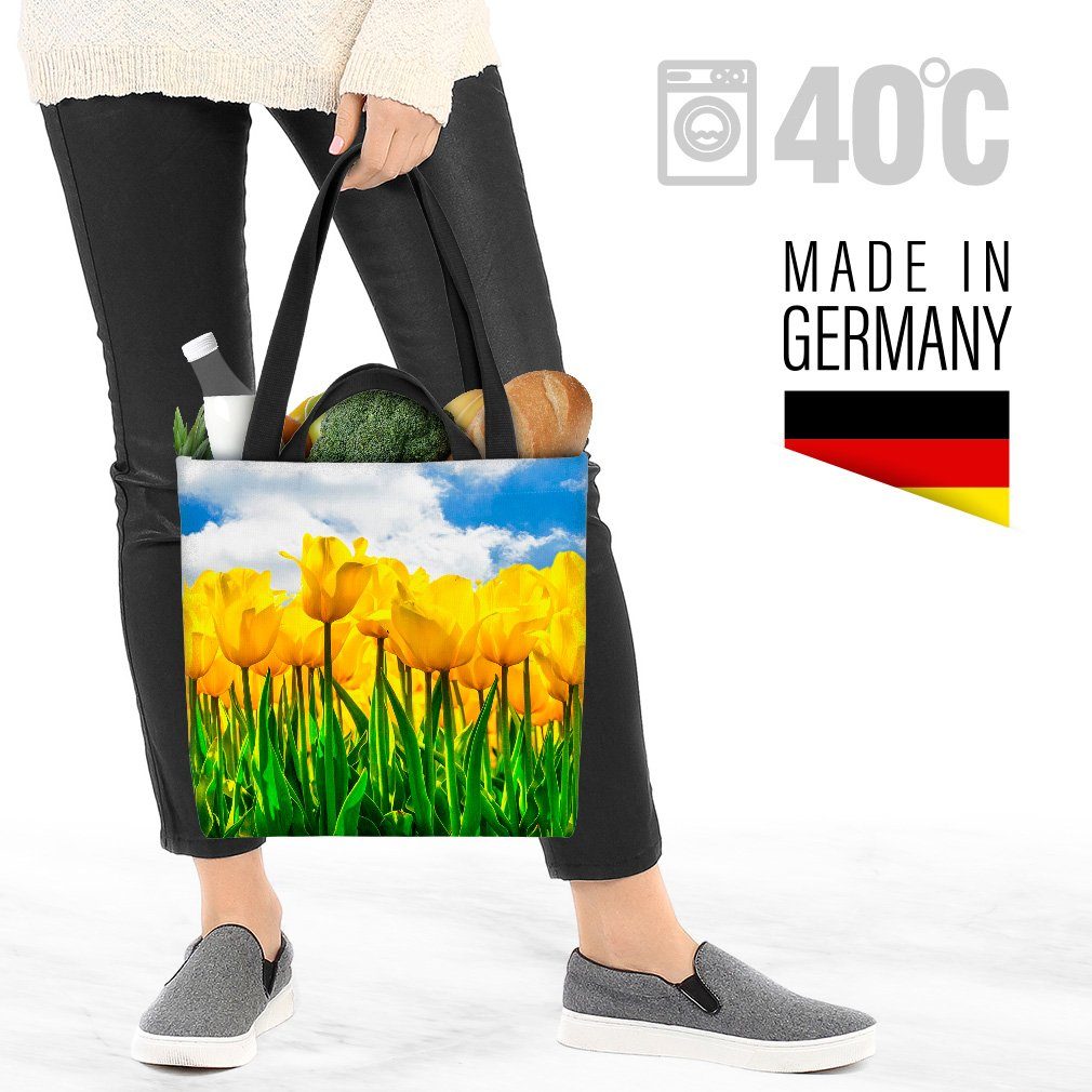VOID Henkeltasche (1-tlg), Gelbes Tulpen Tulpenfeld Sommer wildblumen blumenstrauss blüten garte