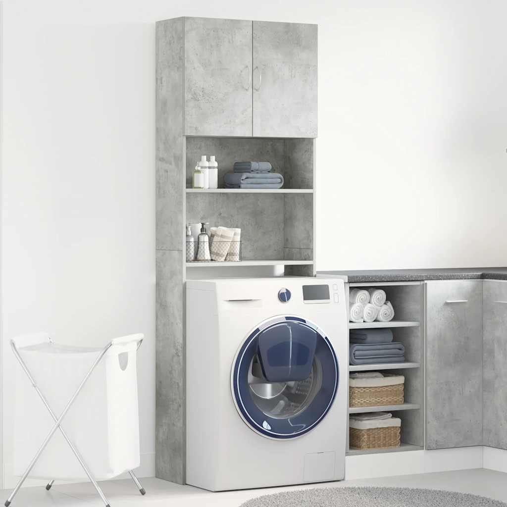vidaXL Waschmaschinenumbauschrank Waschmaschinenschrank Betongrau 64x24x190 günstig online kaufen