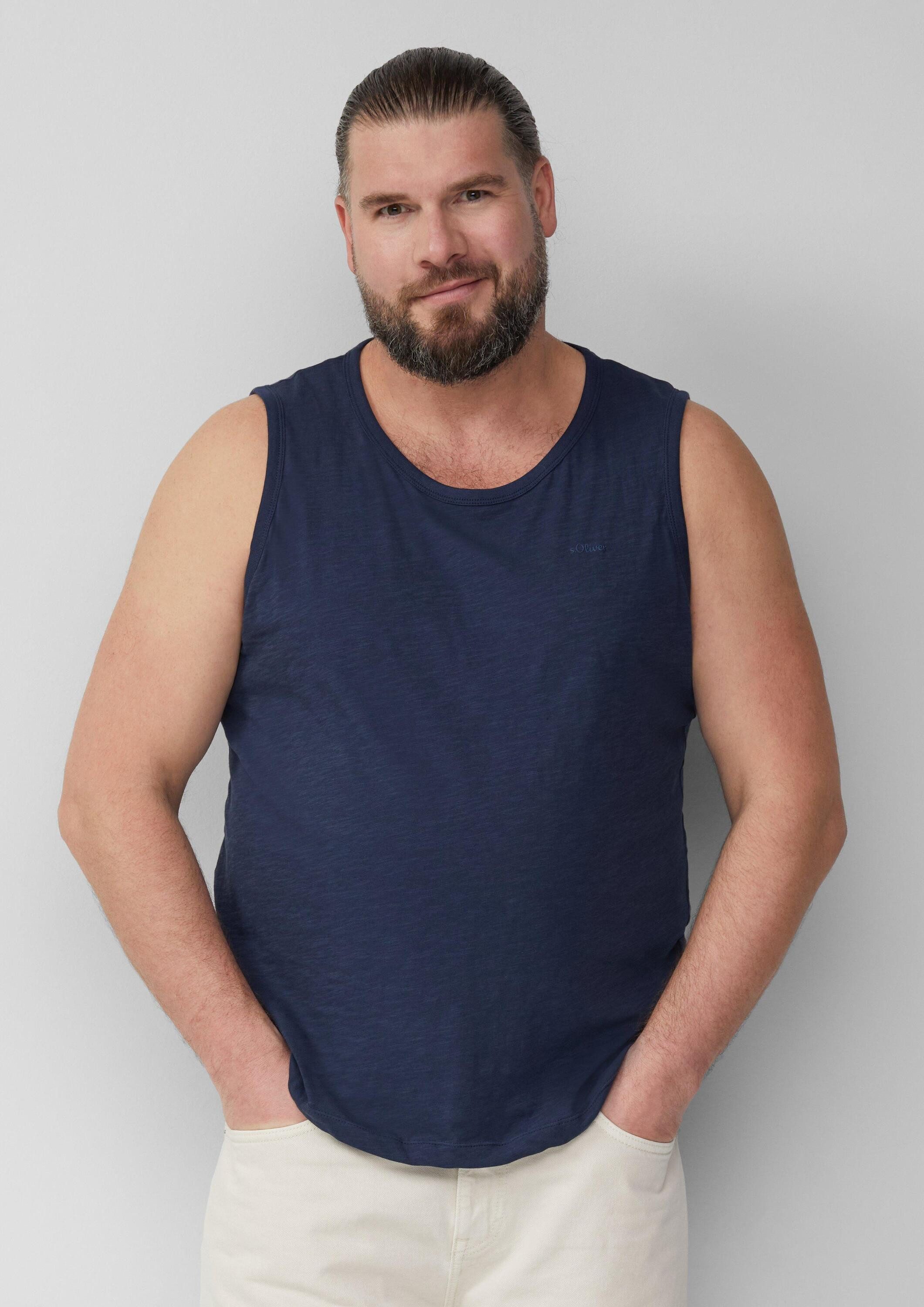 s.Oliver Muskelshirt T-Shirt Baumwoll-Tanktop mit Flammgarnstruktur günstig online kaufen