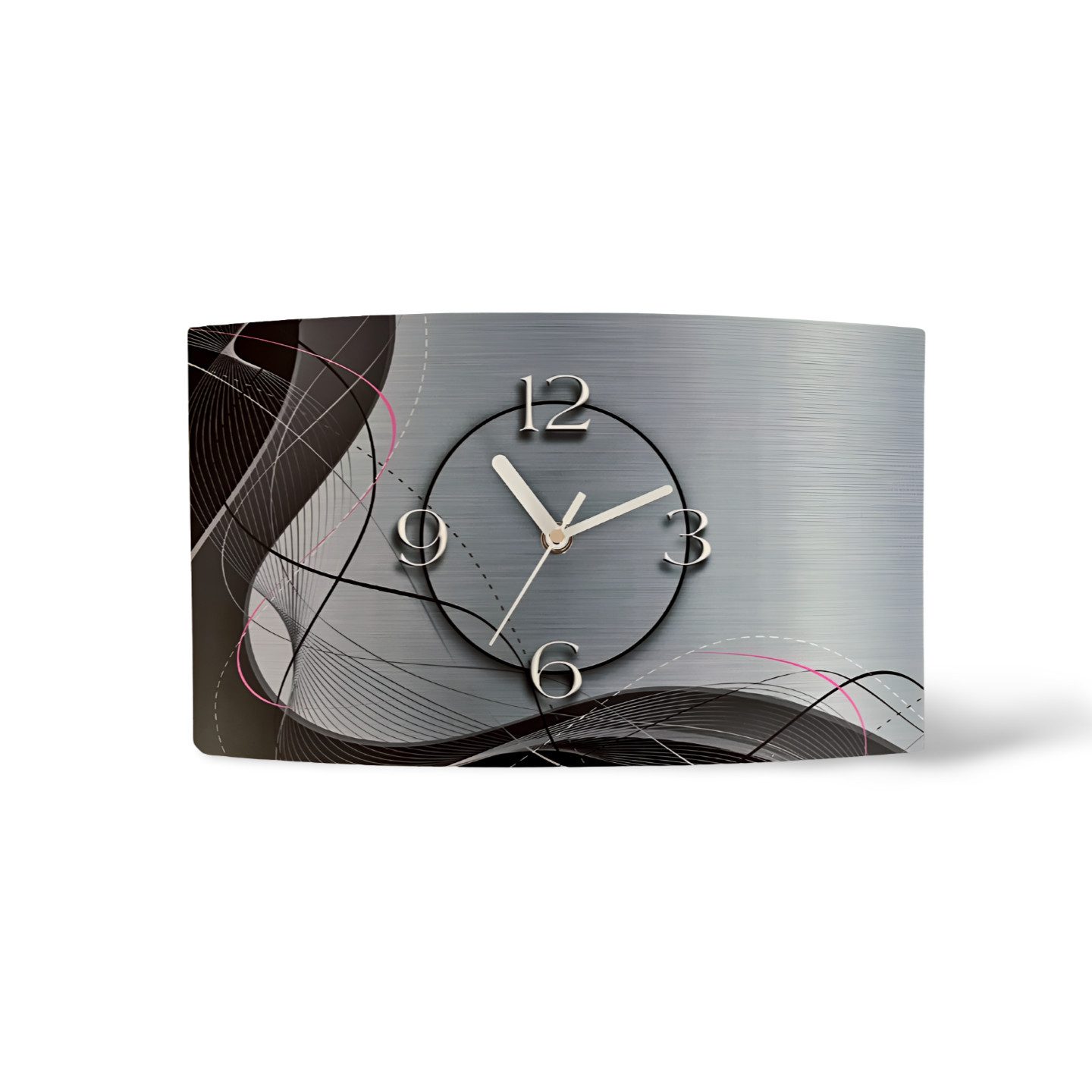 dixtime Wanduhr Abstrakt grau Designer Wanduhr (Einzigartige 3D-Optik aus 4mm Alu-Dibond)