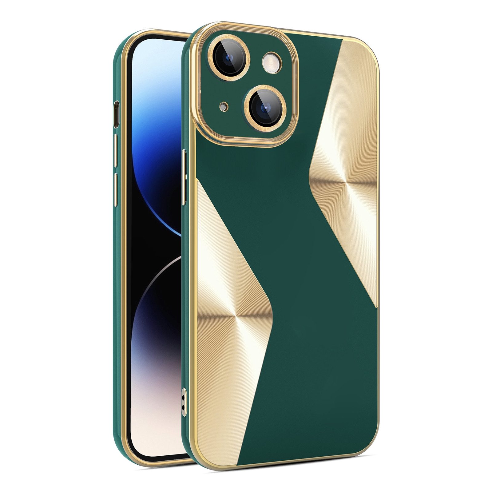 Wigento Handyhülle Für Apple iPhone 15 Electroplating Silikon TPU Handy Hülle Schutz Case