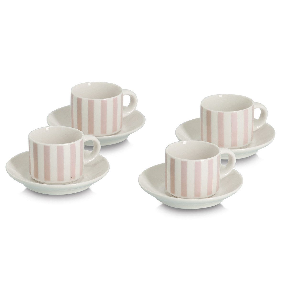 Zeller Present Badaccessoire-Set Espresso-Set "Stripes, 8-tlg., Porzellan, beige/
