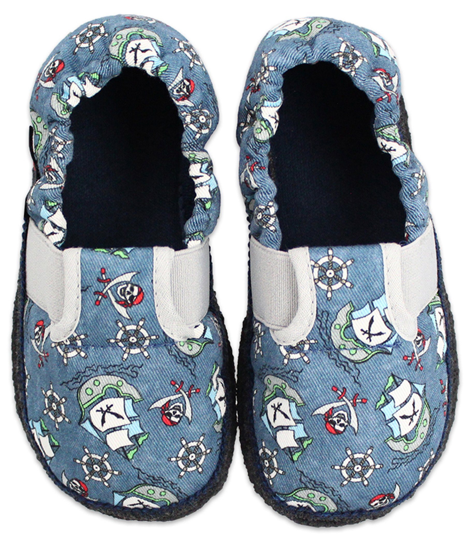 Beck Baumwollslipper Seeräuber, leichte Sommer- Hüttenschuhe (mit rutschfester Laufsohle, Qualität aus Österreich)