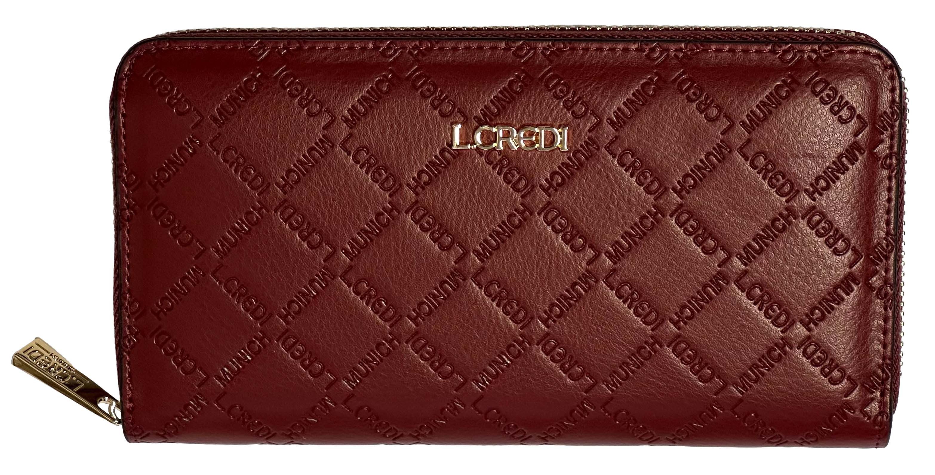 L. CREDI Geldbörse L.CREDI-Damen-Börse-RFID-FILIBERTA Ziparound groß Fb.dark red