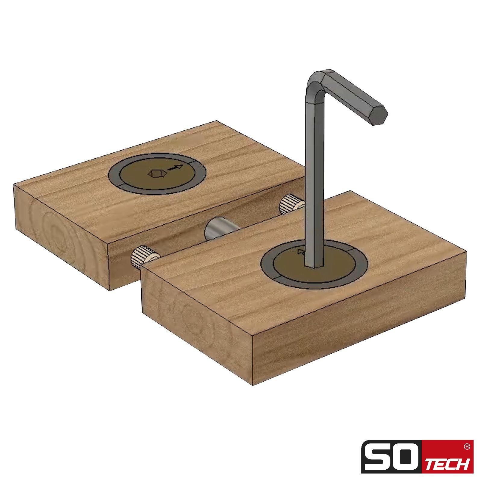 SO-TECH® Möbelbeschlag Plattenverbinder FUERTE für Holz- und Möbelkonstruktionen, Metall, Tiefe 64 mm, mit schwarzer Kunststoffabdeckung