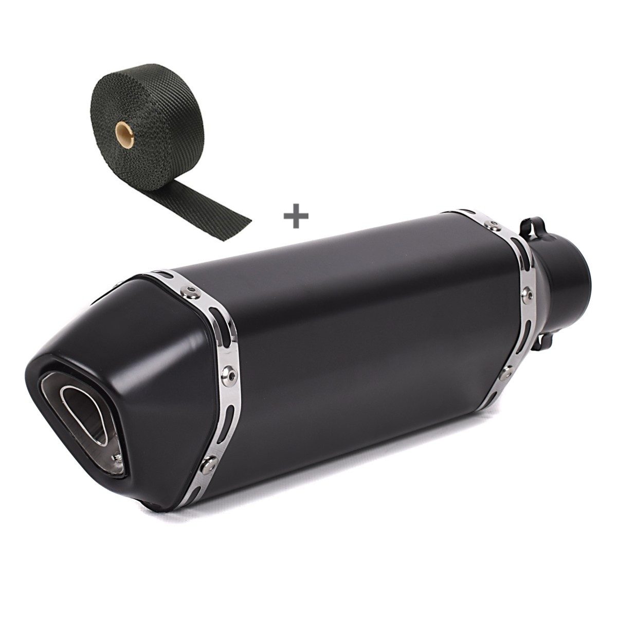 Auspuff-Flexrohr Set Motorrad Auspuff Force Edelstahl schwarz + Hitzeschutzband # SA10