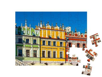 puzzleYOU Puzzle Häuser auf dem Großen Markt in Zamosc, Polen, 48 Puzzleteile, puzzleYOU-Kollektionen Polen