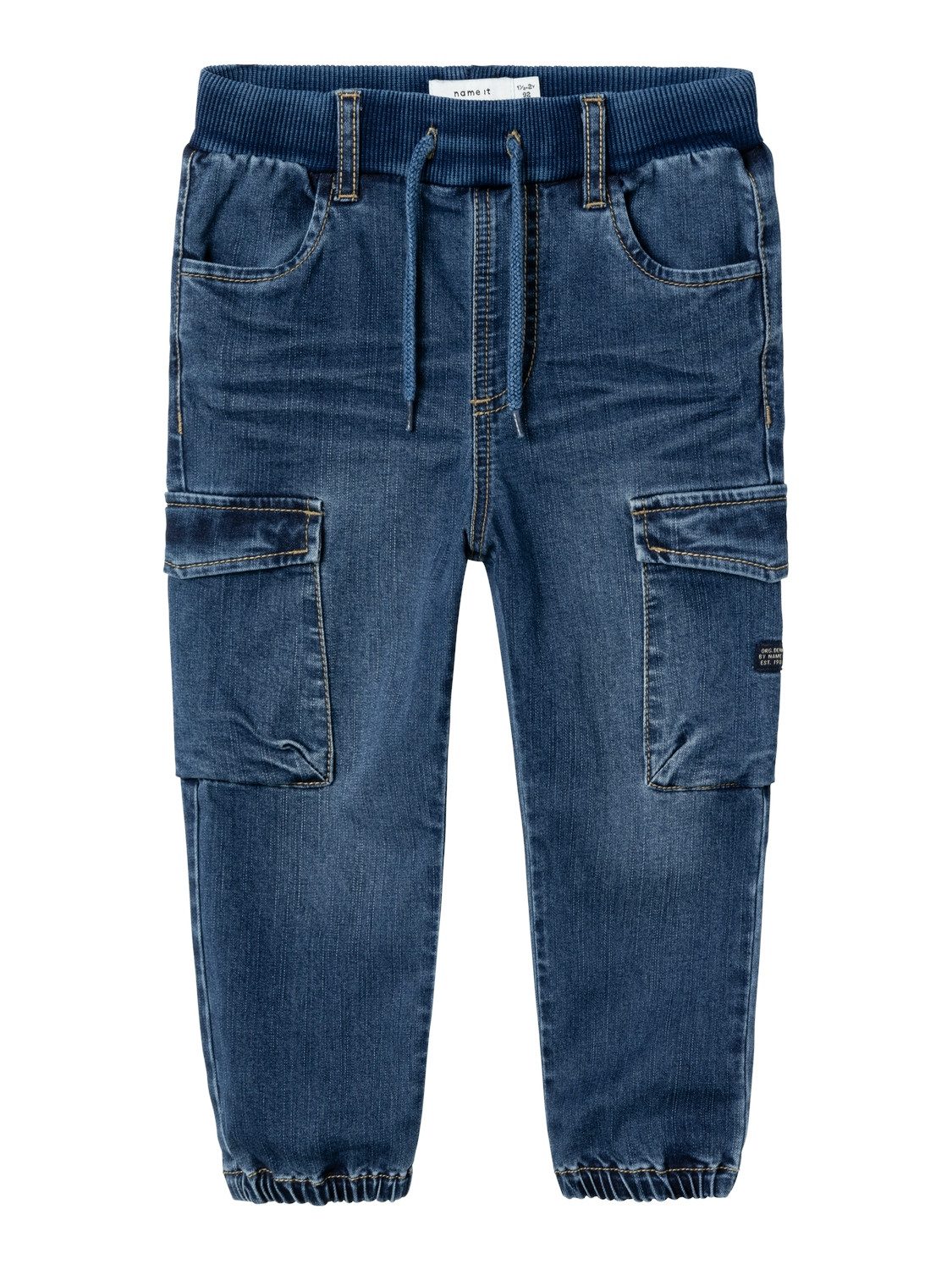 Name It Regular-fit-Jeans Baggy Cargo Jeans Stretch Denim Pants für Unisex Baumwolle Oversized fit unifarben elastisch Gummizug