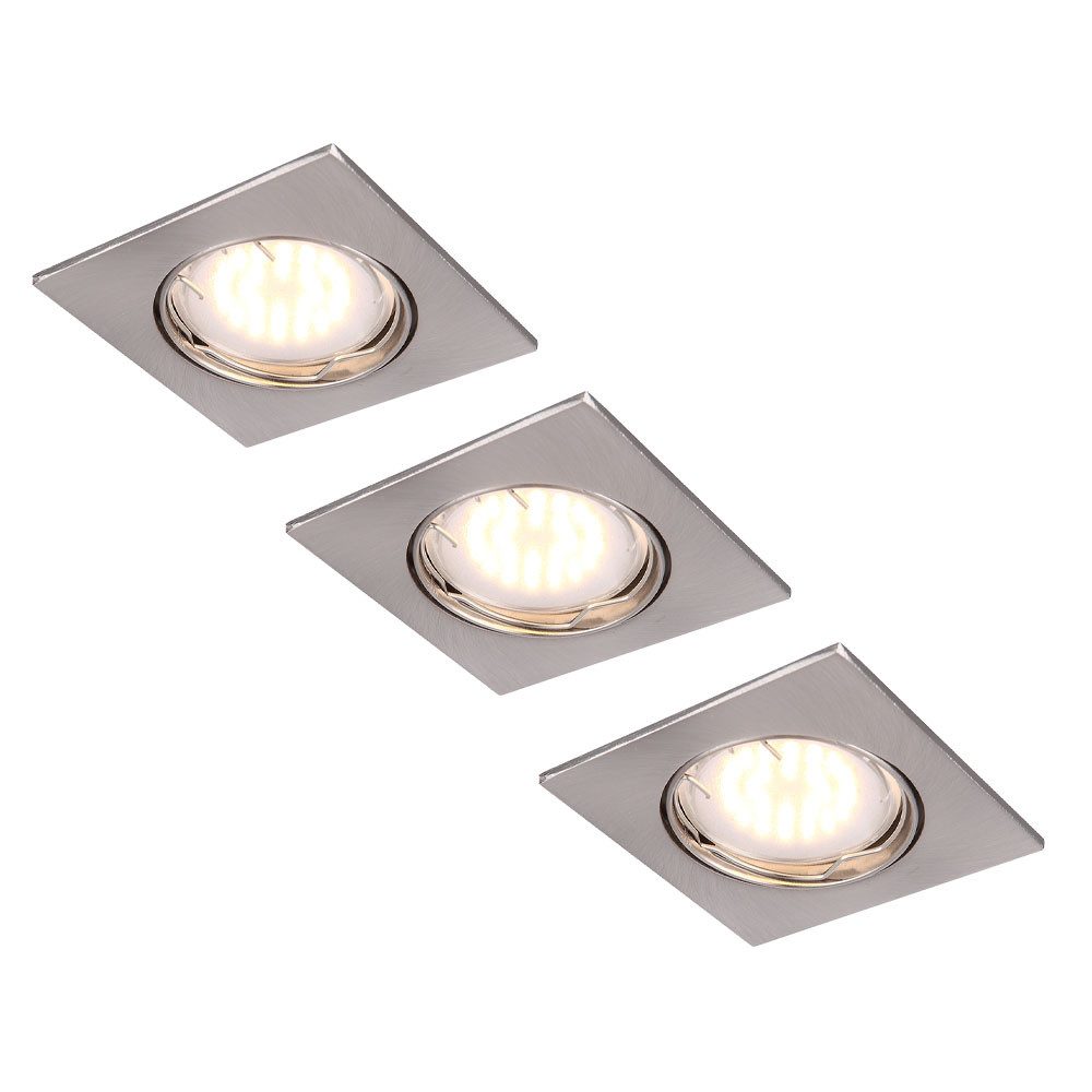 GLOBO LIGHTING LED Einbaustrahler, Leuchtmittel inklusive, Warmweiß, Einbaustrahler Deckenlampe Einbauspot LED Flurleuchte beweglich 3x