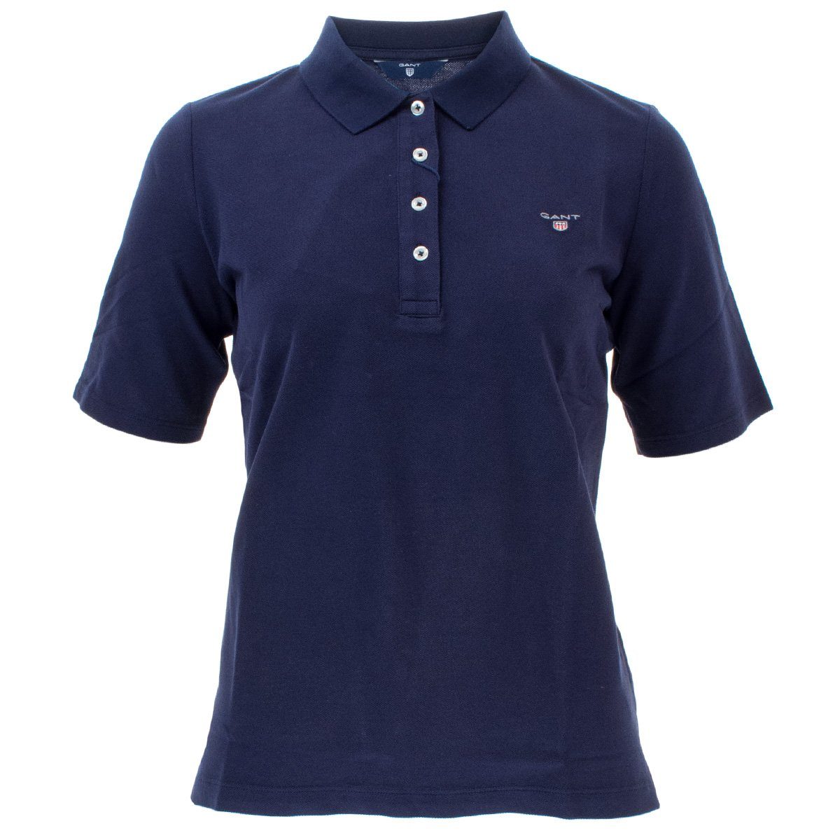 Gant Damen Pique Unifarben Poloshirt The Blau(433) Poloshirt aus Baumwolle 402210 Original