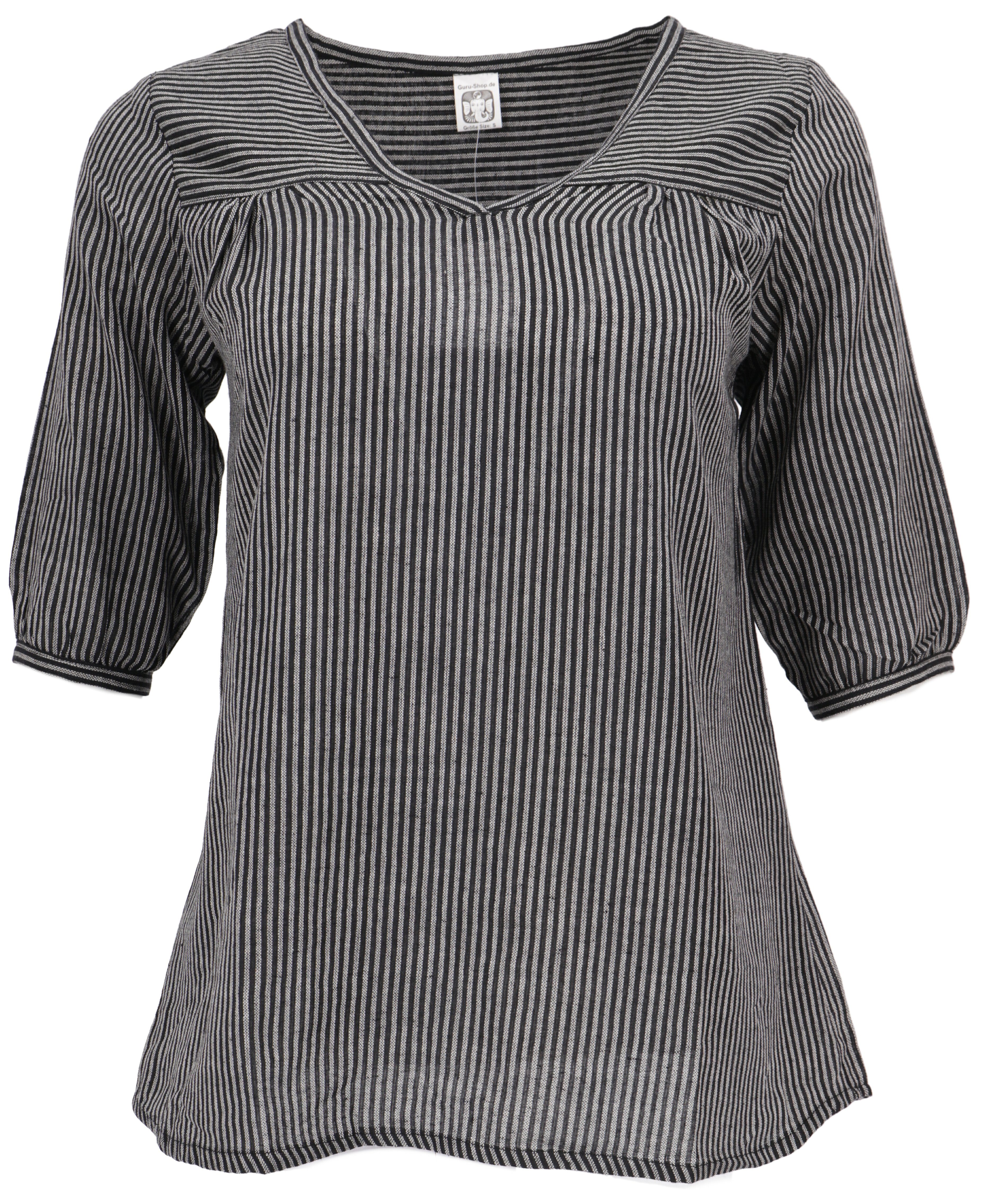 Guru-Shop Longbluse Leichte Baumwollbluse, gestreifte Boho.. günstig online kaufen