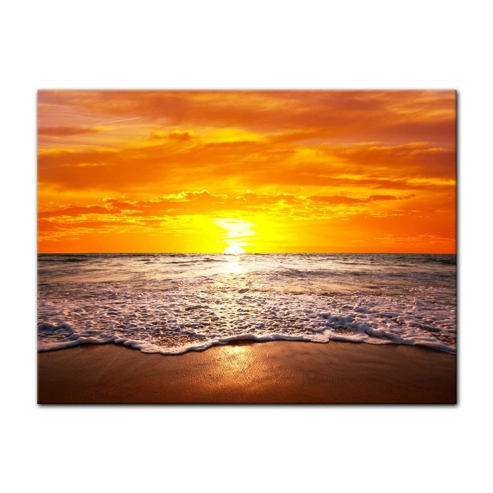 Strand Sonnenuntergang II Glasbild