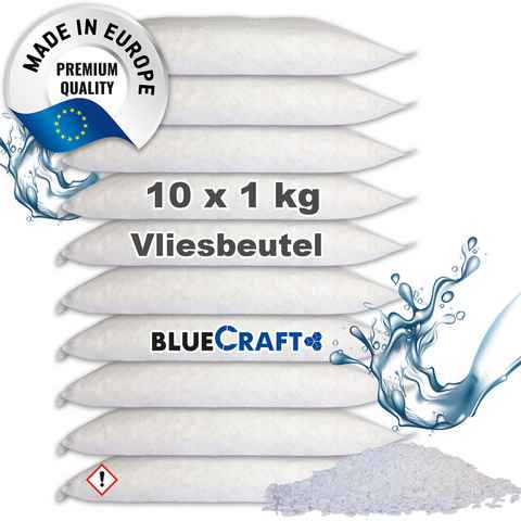 BlueCraft Luftentfeuchter Nachfüllpack Schlafzimmer Wohnung Nachfüller gegen Schimmel, für 30 m³ Räume, 10 x 1 kg Raum Entfeuchter Granulat im Vliesbeutel, ohne Strom