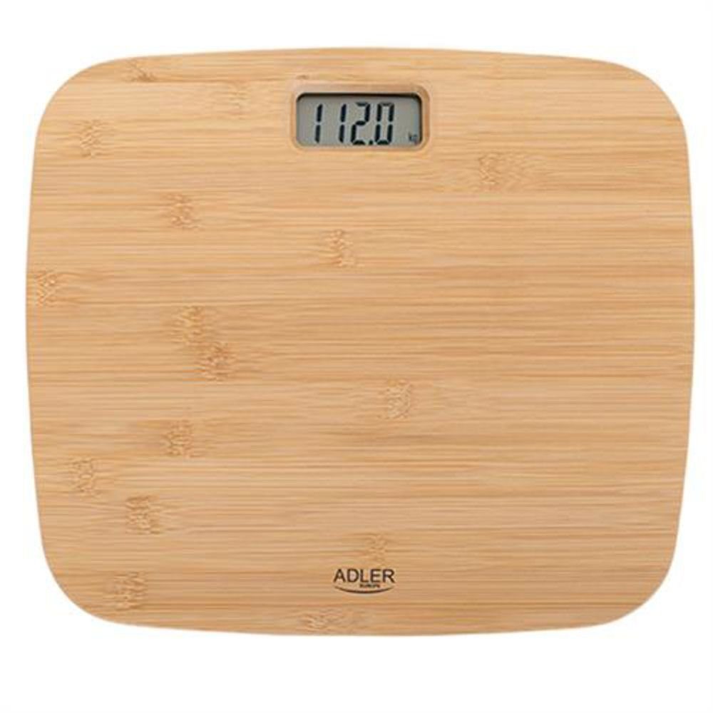 Adler Personenwaage AD 8173, Waage, aus Bambus, digital, Display, Tragkraft 180 kg