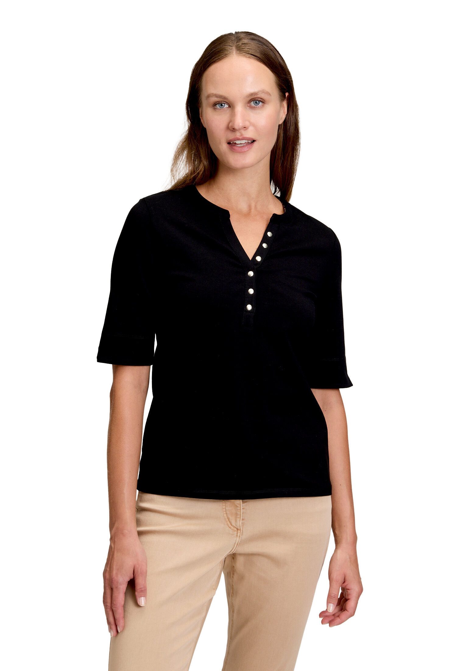 Kurzarmshirt Damen mit Knöpfen