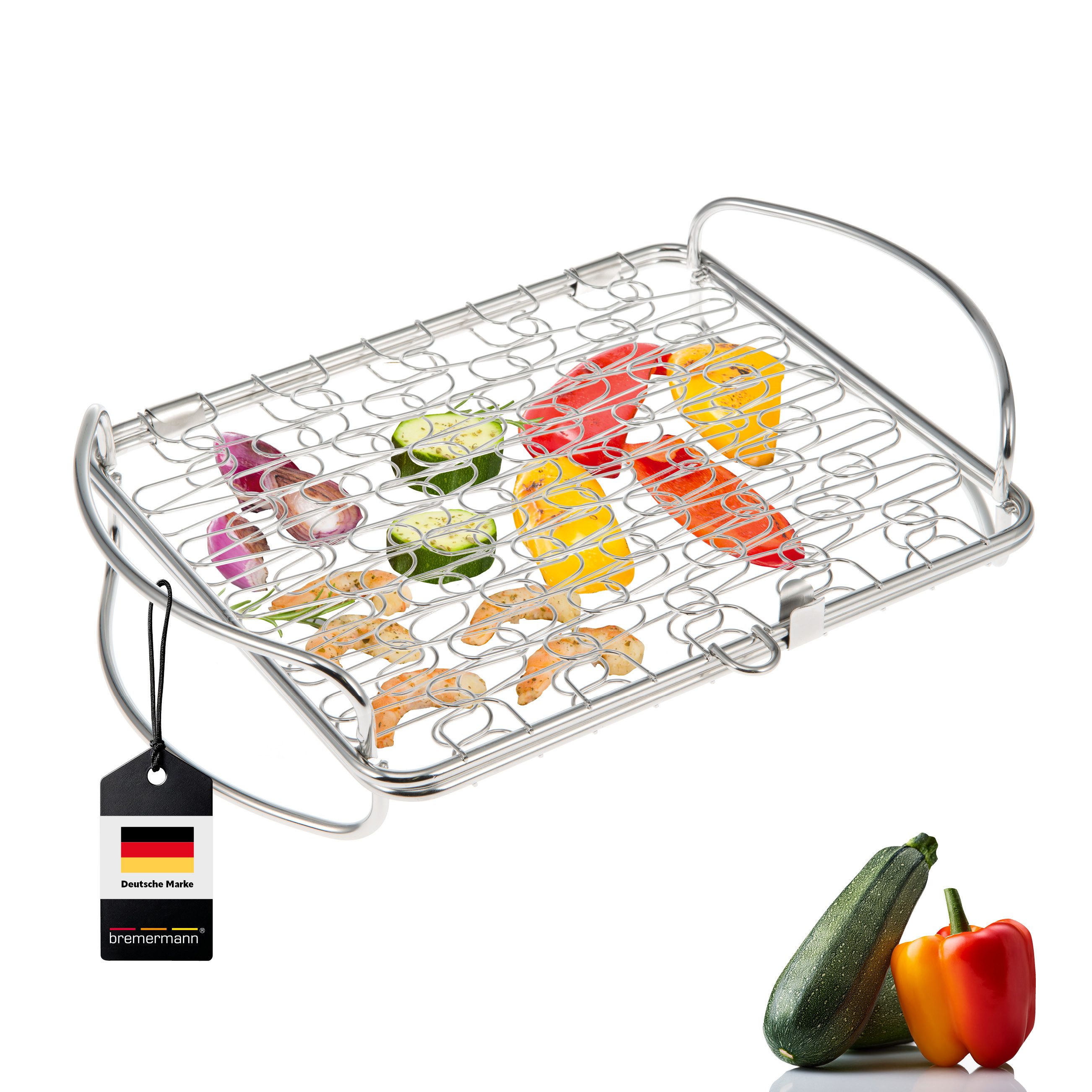 Grillguthalter Grillkorb dehnbar // Edelstahl // 29,7 x 21,4 cm