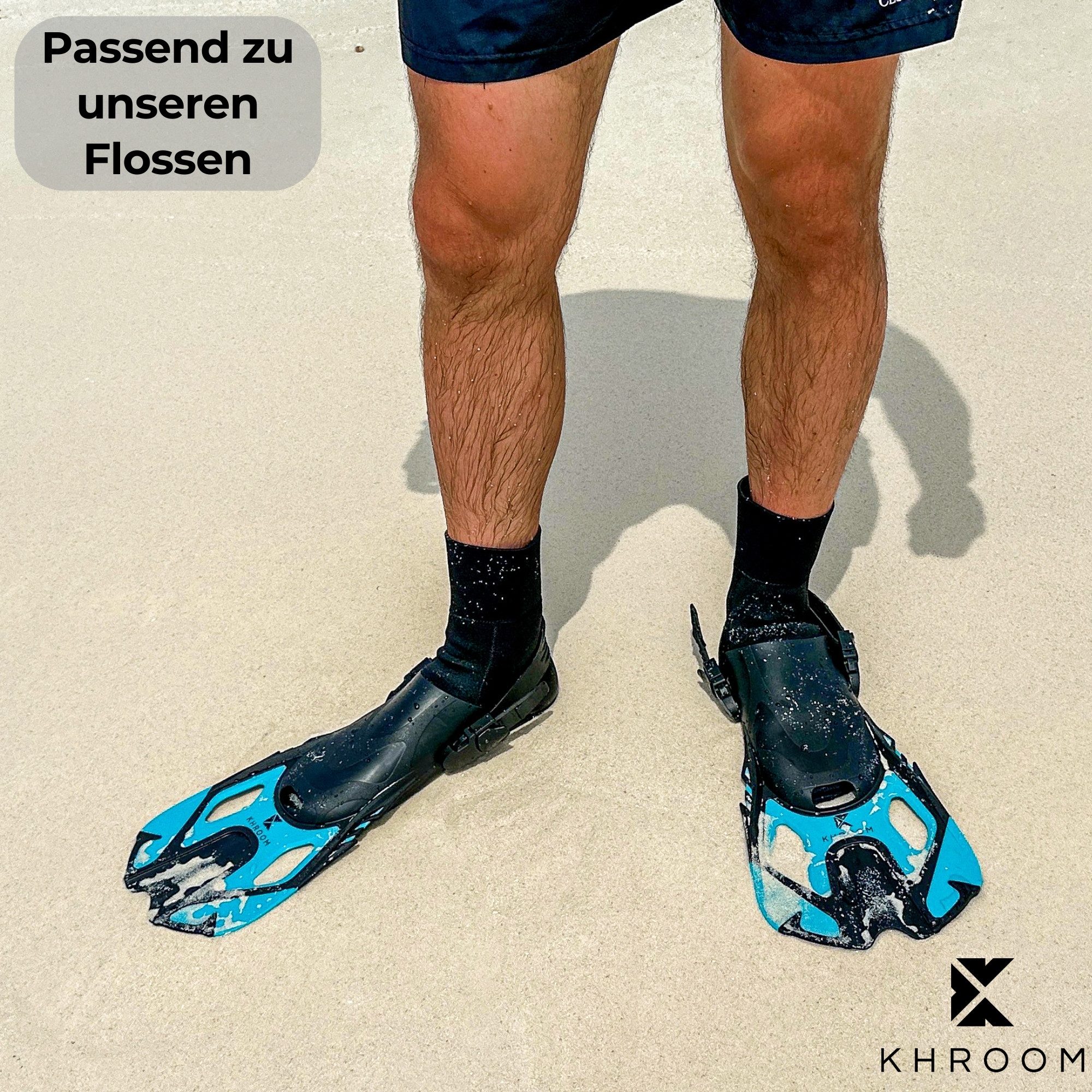 Khroom Neoprensocken 3mm Neoprensocken Gr. 32-46 Schwarz, Wassersocken Anti-Rutsch Sohle