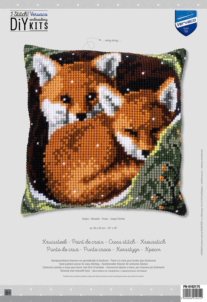 Vervaco Kreativset Vervaco PN-0162175 Kreuzstichkissenpackung Junge Füchse, (Set, embroidery Kit), Made in Europe